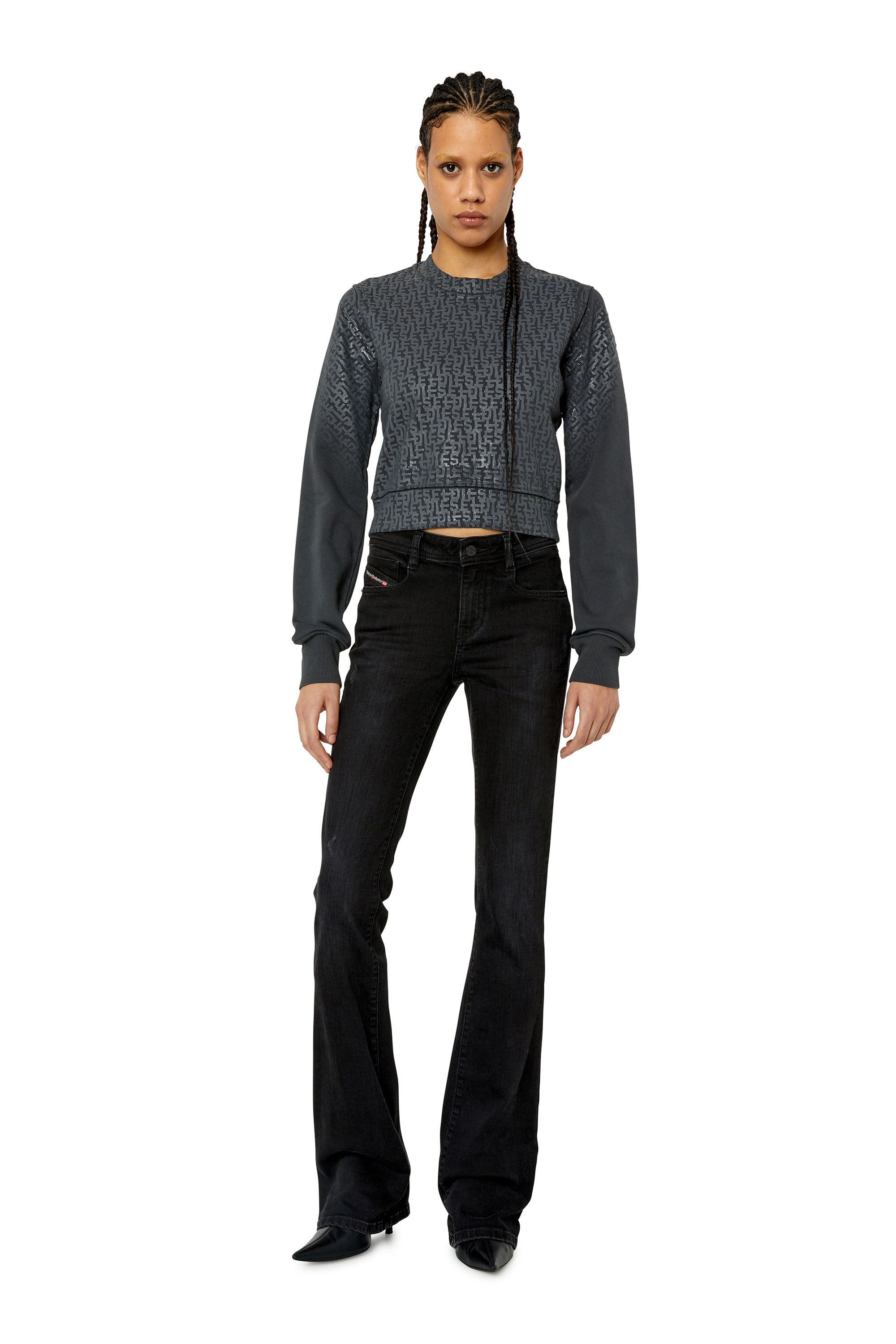 Diesel - F-SLIMMY-MONO, Sudadera con estampado monogram Mujer in Negro - 1