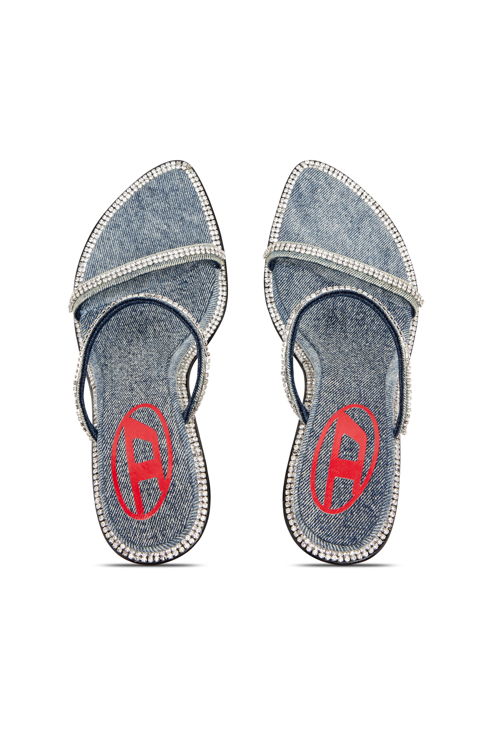 『DIESEL』D-Havanna Kittie ヒール Women's D-Havanna-Kitten-heel mules in crystal denim | Blue