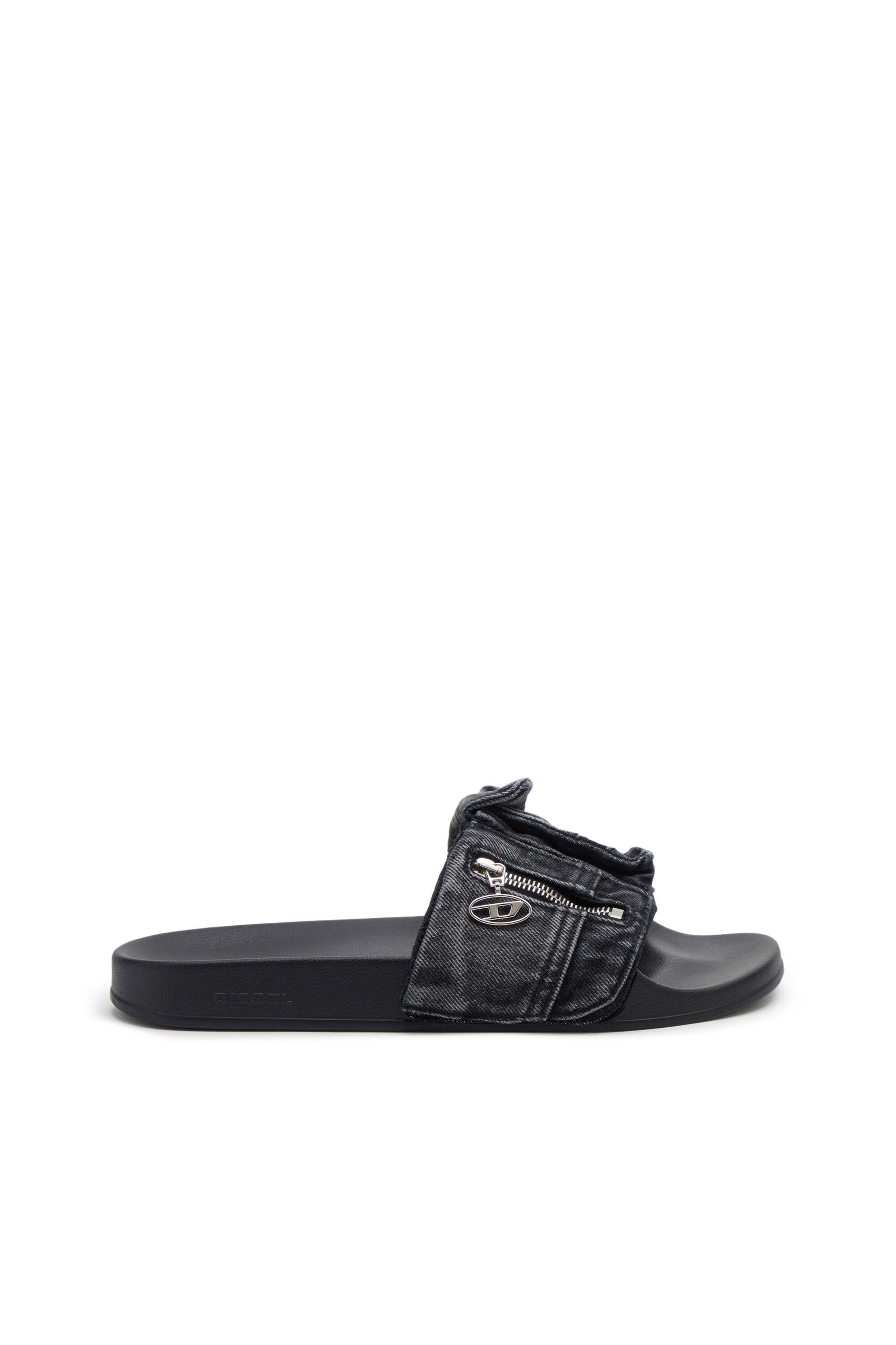 SA-MAYEMI PK Man: Denim pool slides with utility pockets | Diesel