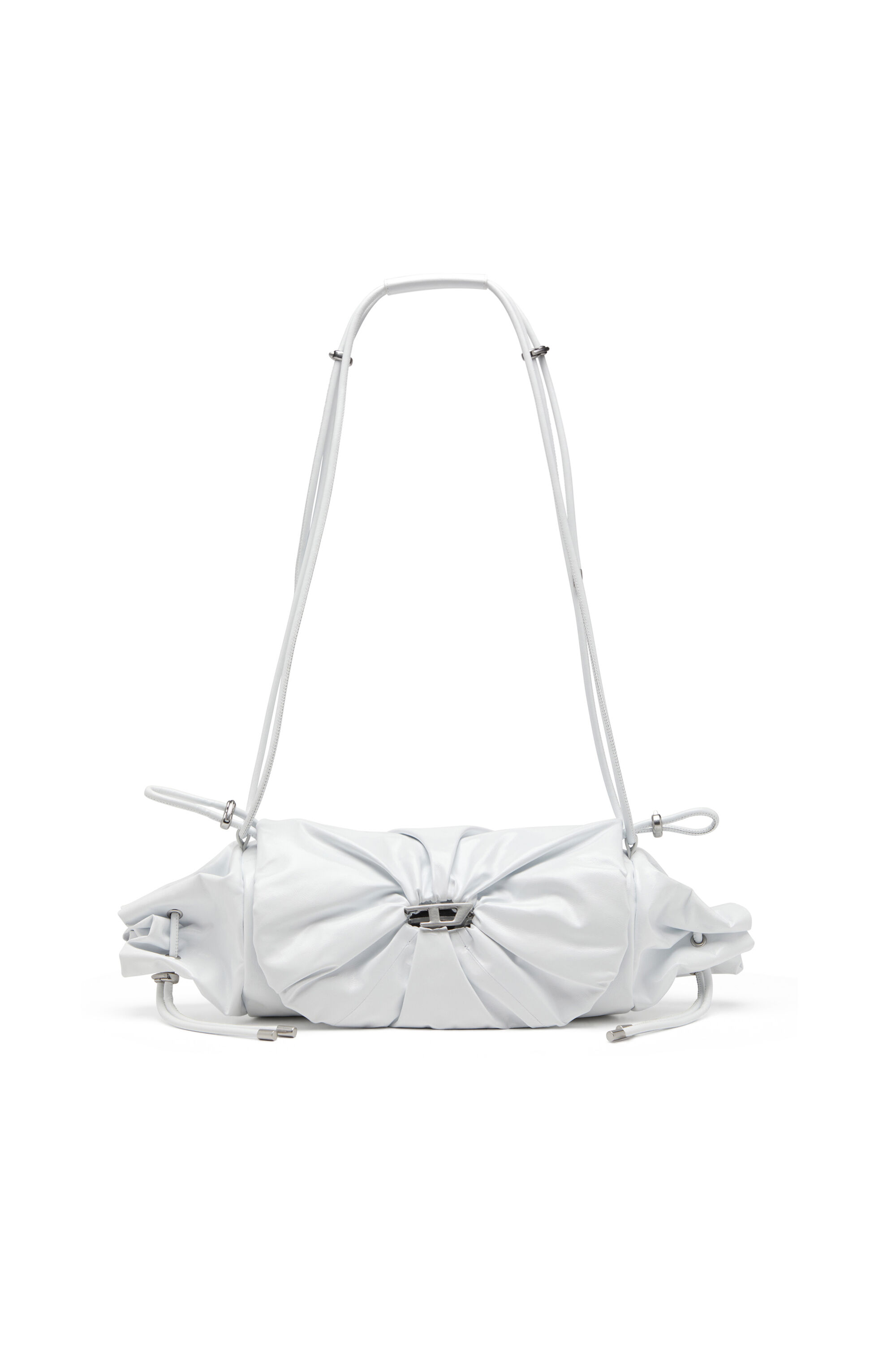 Women's Scrunch-D M-Shoulder bag in shiny leather | White