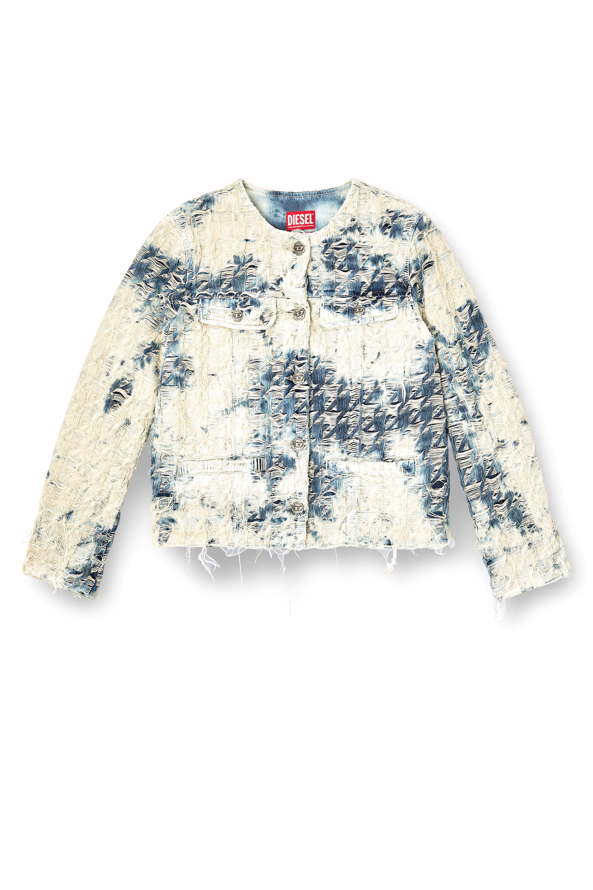 Diesel - DE-GRAFY-FSH, Chaqueta en tejido denim con tejido de pata de gallo Mujer in Multicolor - 2