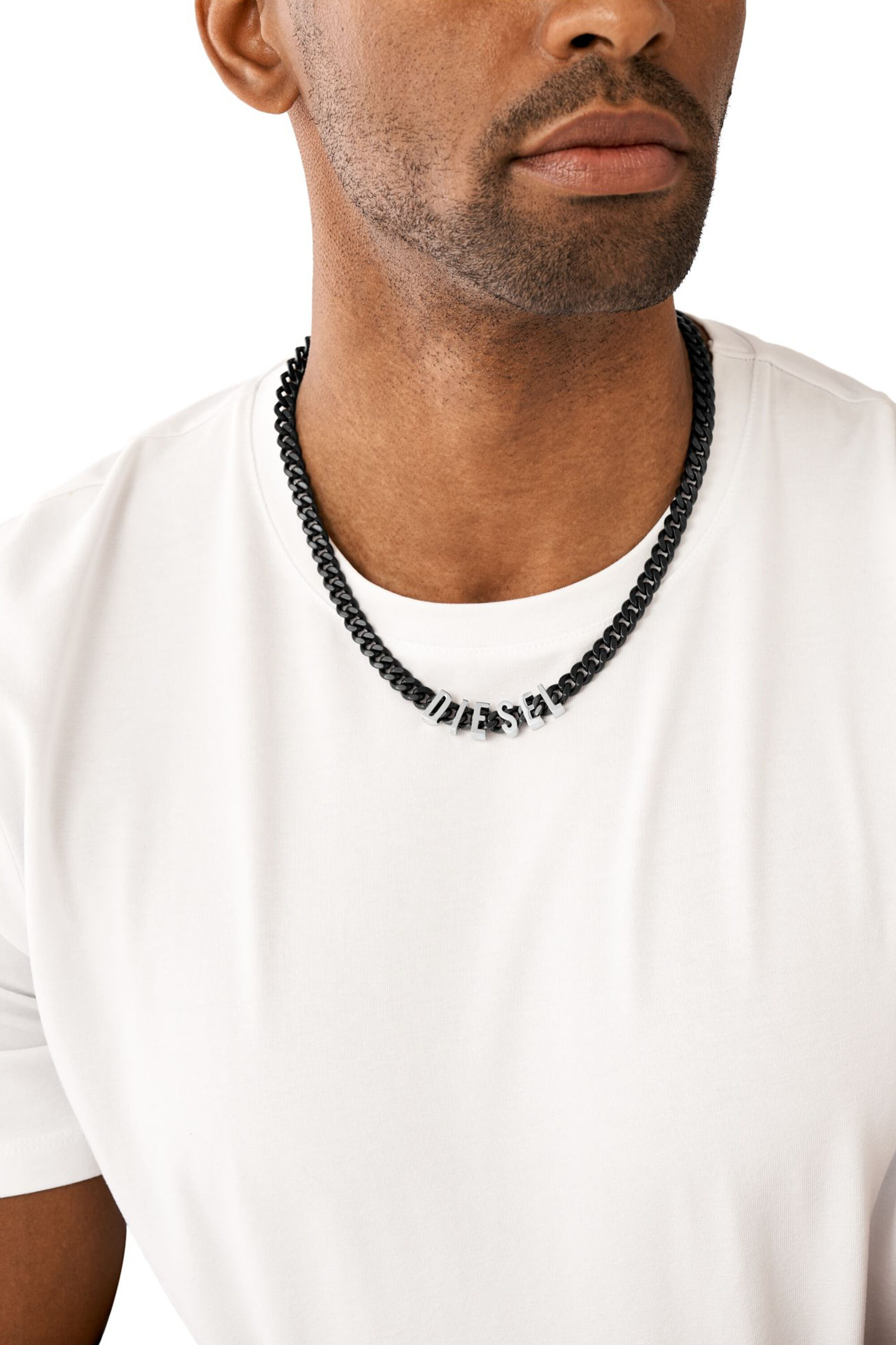 Women's Two-Tone stainless steel chain necklace | Black | Diesel