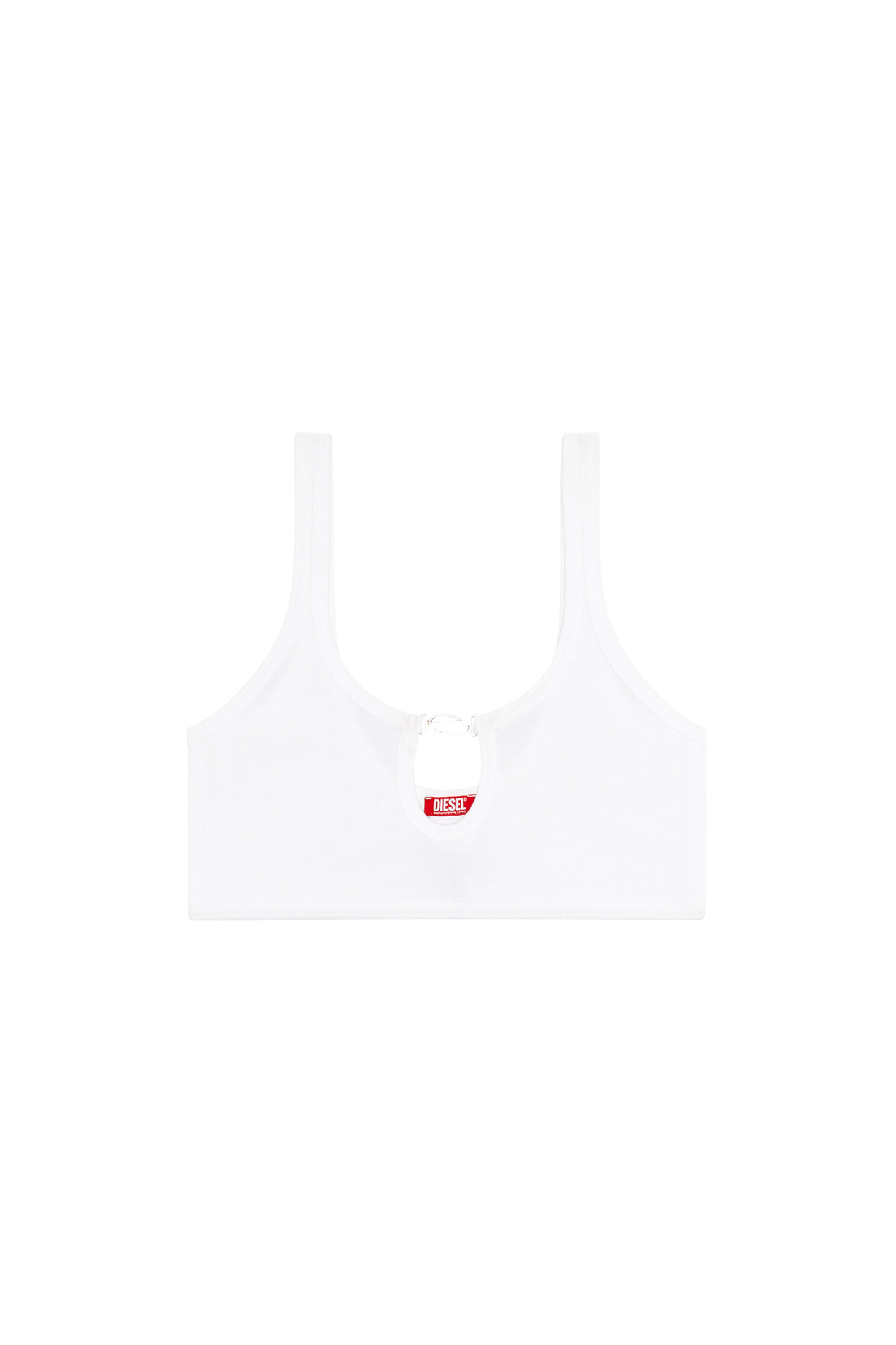 Women's Ribbed bralette with Oval D plaque | White | Diesel