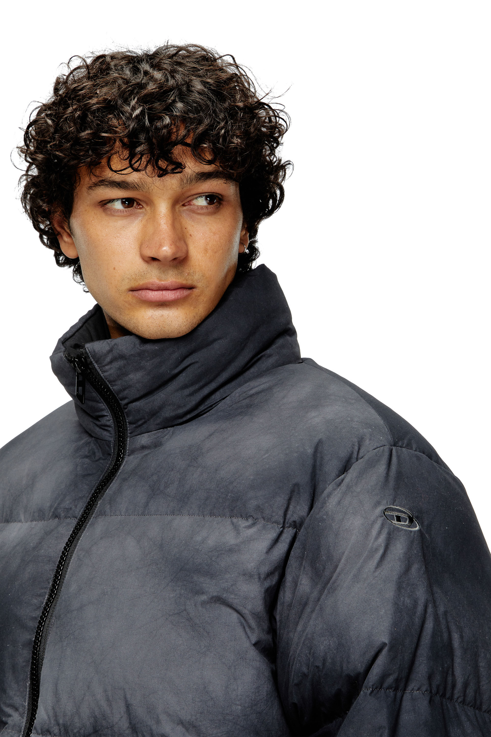 Diesel - W-RAVEEL, Man's Hooded down jacket in patchy nylon in Black - 4