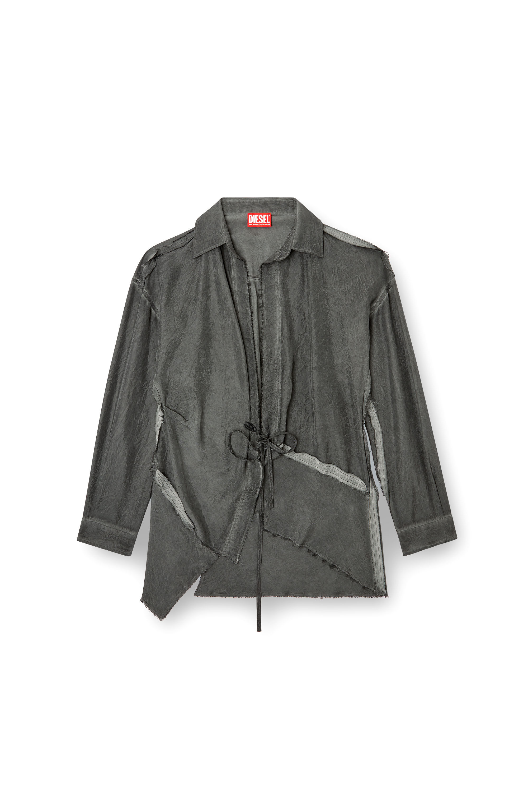 Diesel - C-RAZY-Q1, Falda envolvente asimétrica de sarga arrugada Mujer in Negro - 2