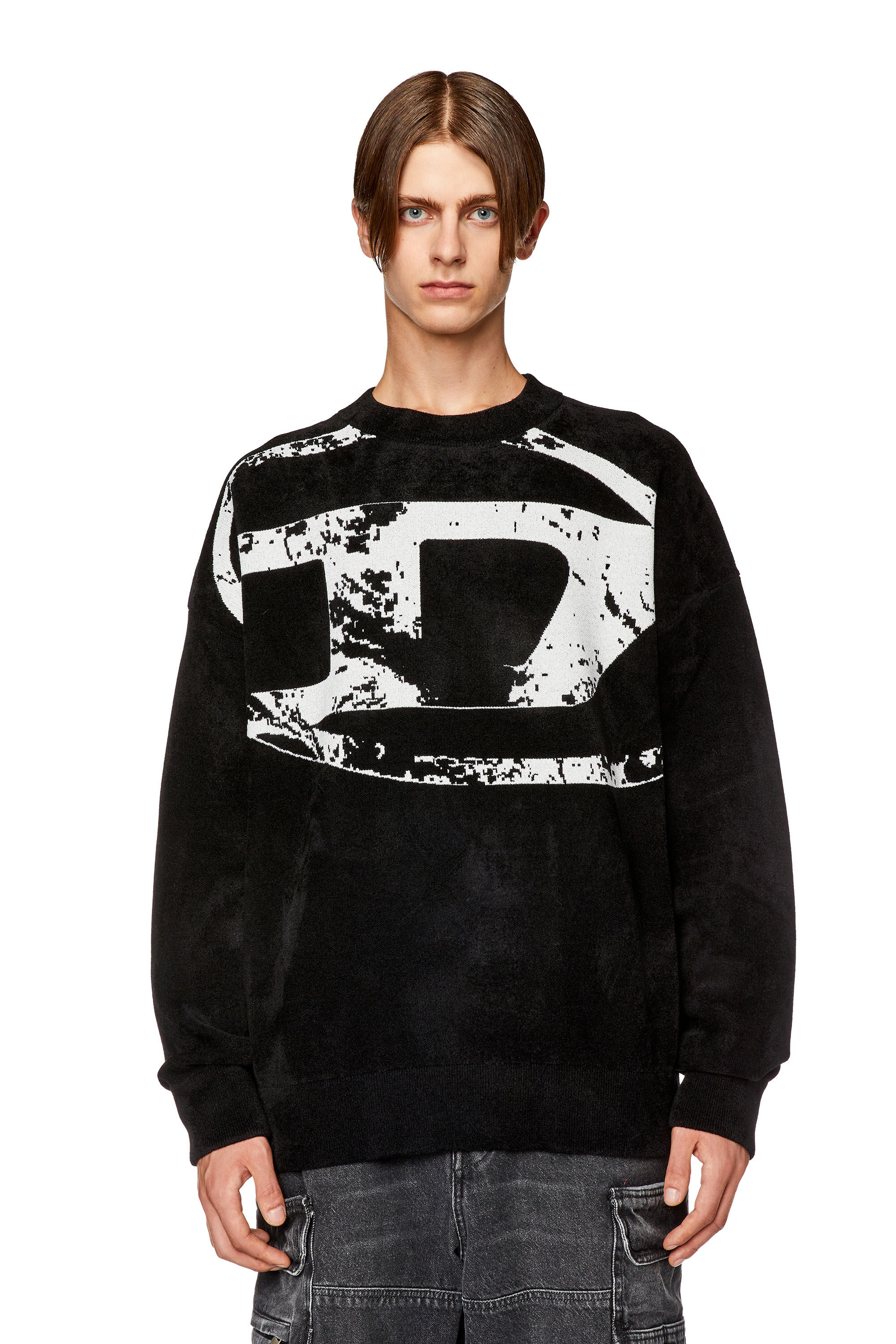 ファッション人気ブランドランキング distressed with Sweatshirt Men's oval Diesel | Black | D トップス