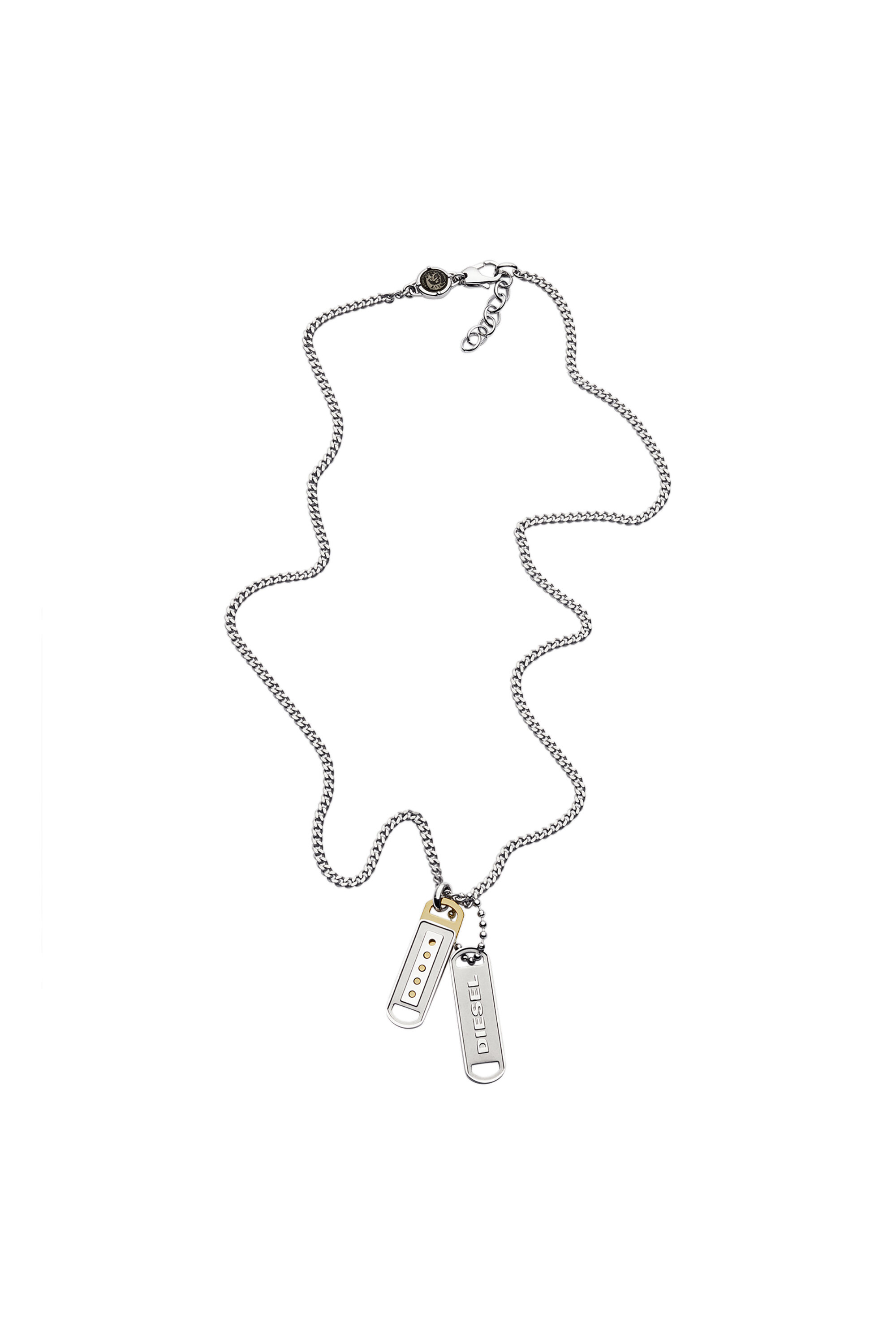★Diesel★Stainless Steel Double Pendant Necklace★Silver DX1168 Man: Stainless Steel Double Pendant Necklace | Diesel