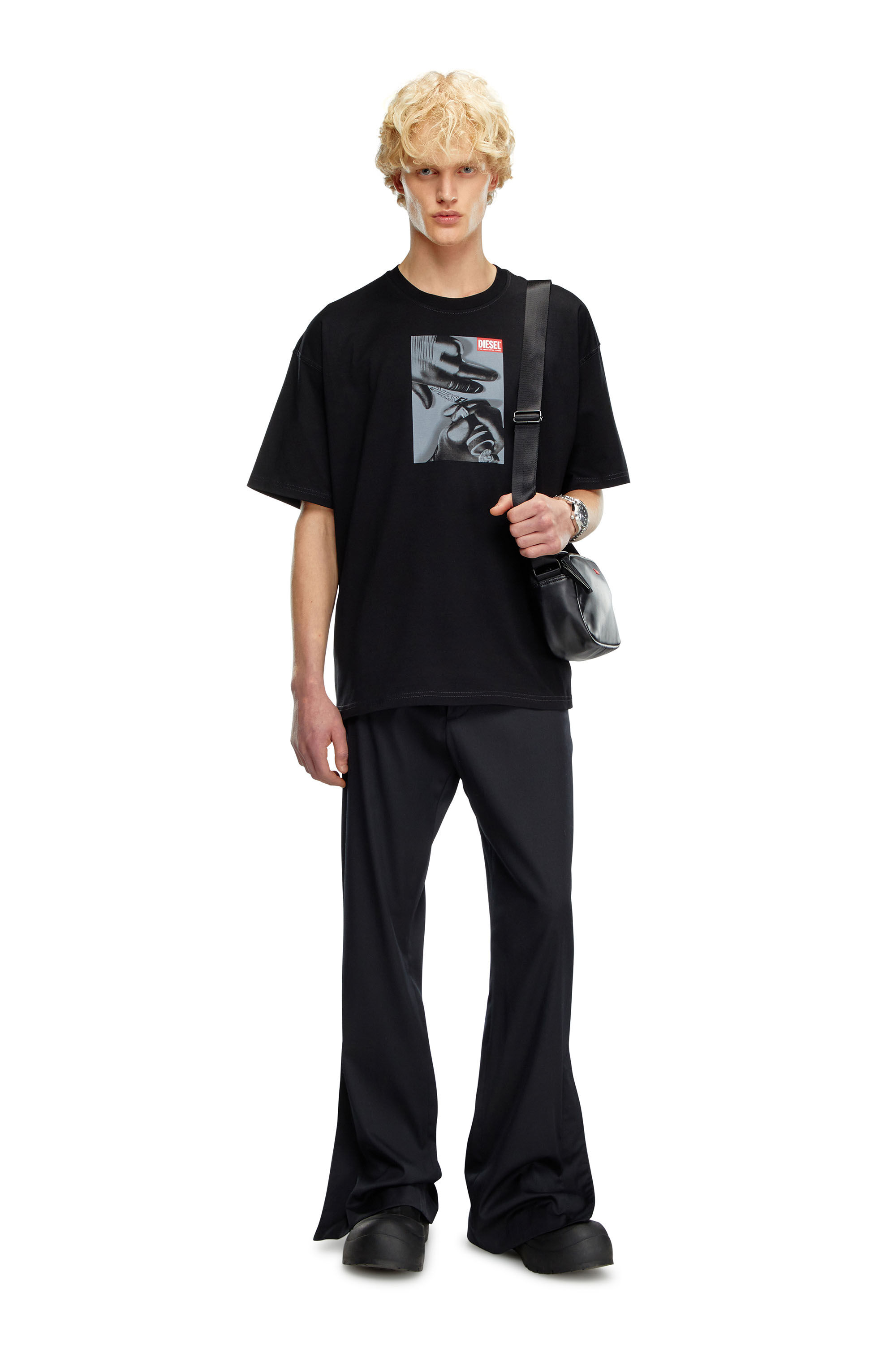 正規品 Men's T-shirt with tattoo glove print | Black | Diesel トップス