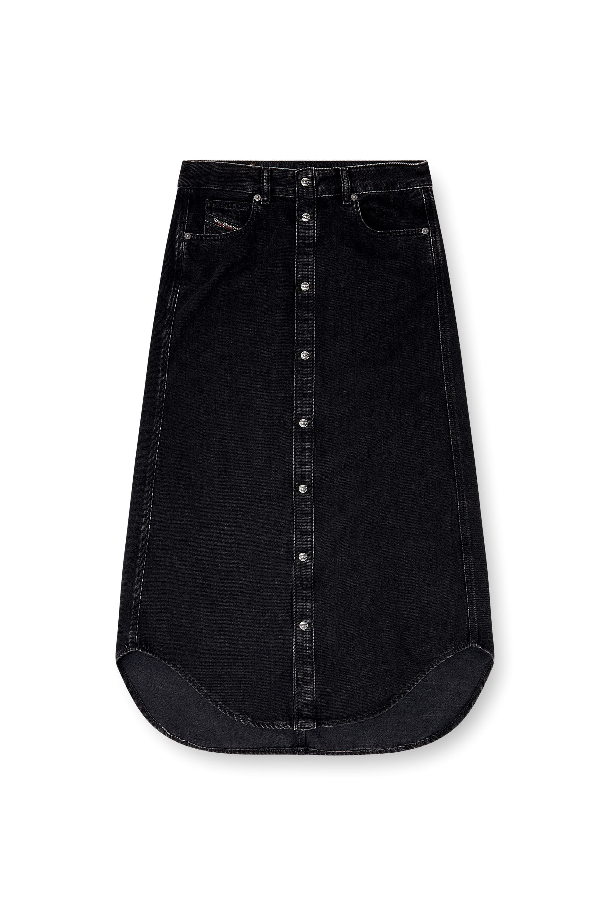 Diesel - DE-ARD-LONG, Falda midi de mezclilla Mujer in Negro - 2