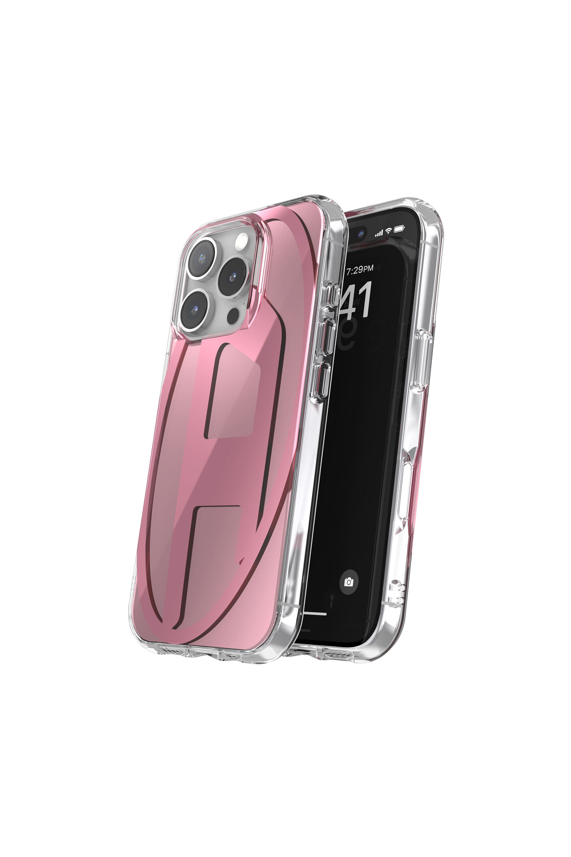 Women's Oval D Glitter Case for iP 16 Pro | Silver | Diesel