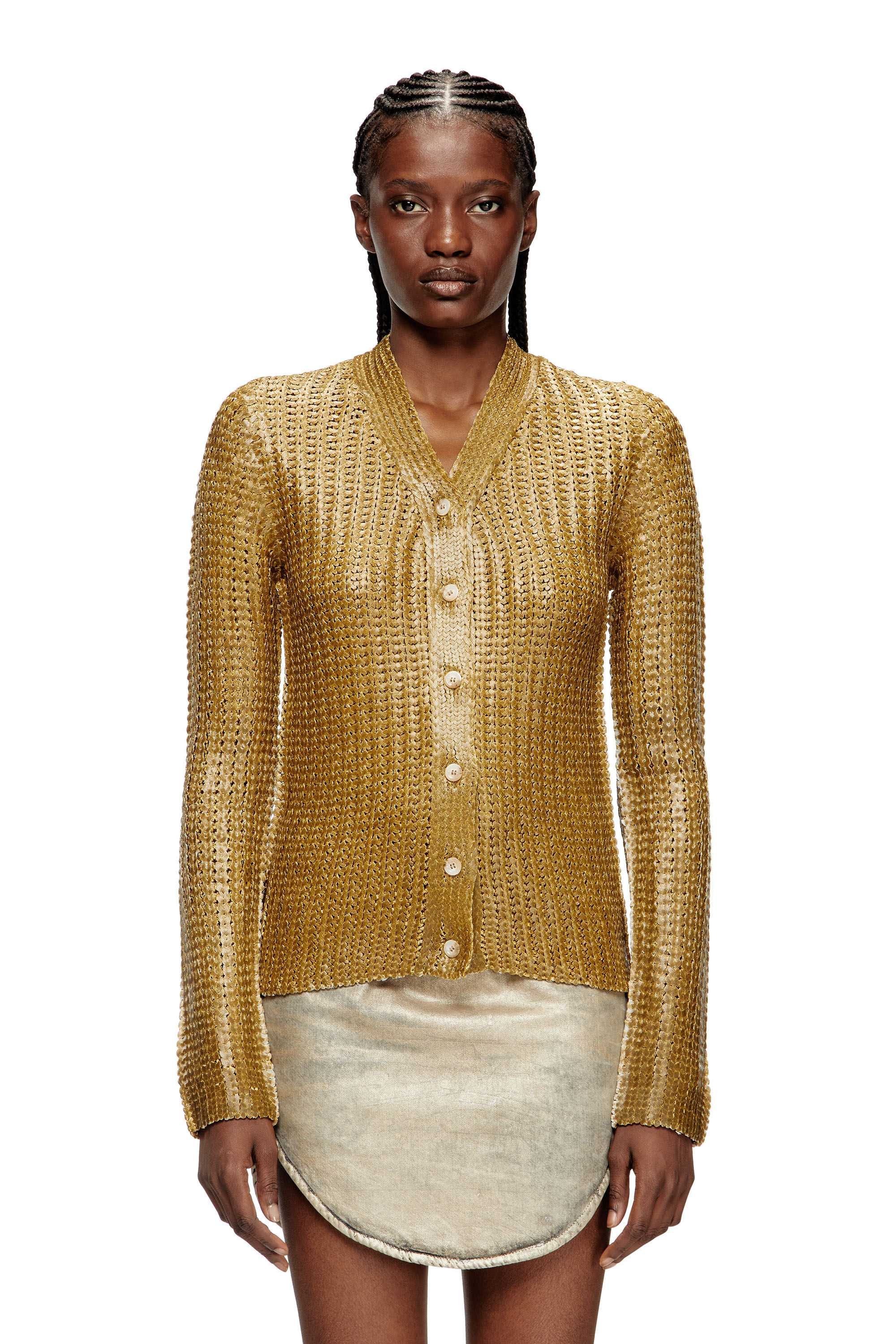 Diesel - M-MILLO, Cárdigan de canalé con efecto brillante Mujer in ToBeDefined - 3
