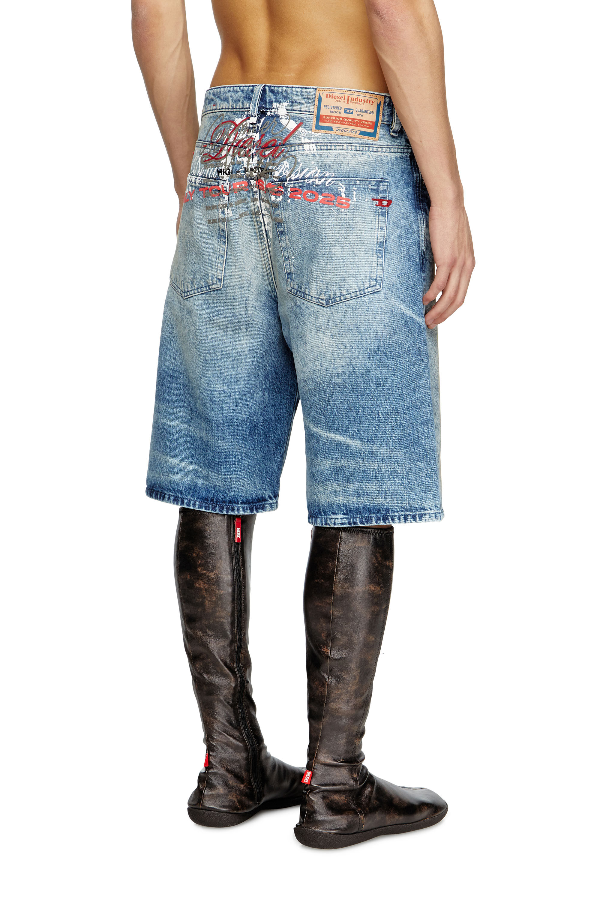 Diesel - D-RIXFORD-S, Pantalones cortos de denim con estampado de letras de canciones Hombre in Azul marino - 5