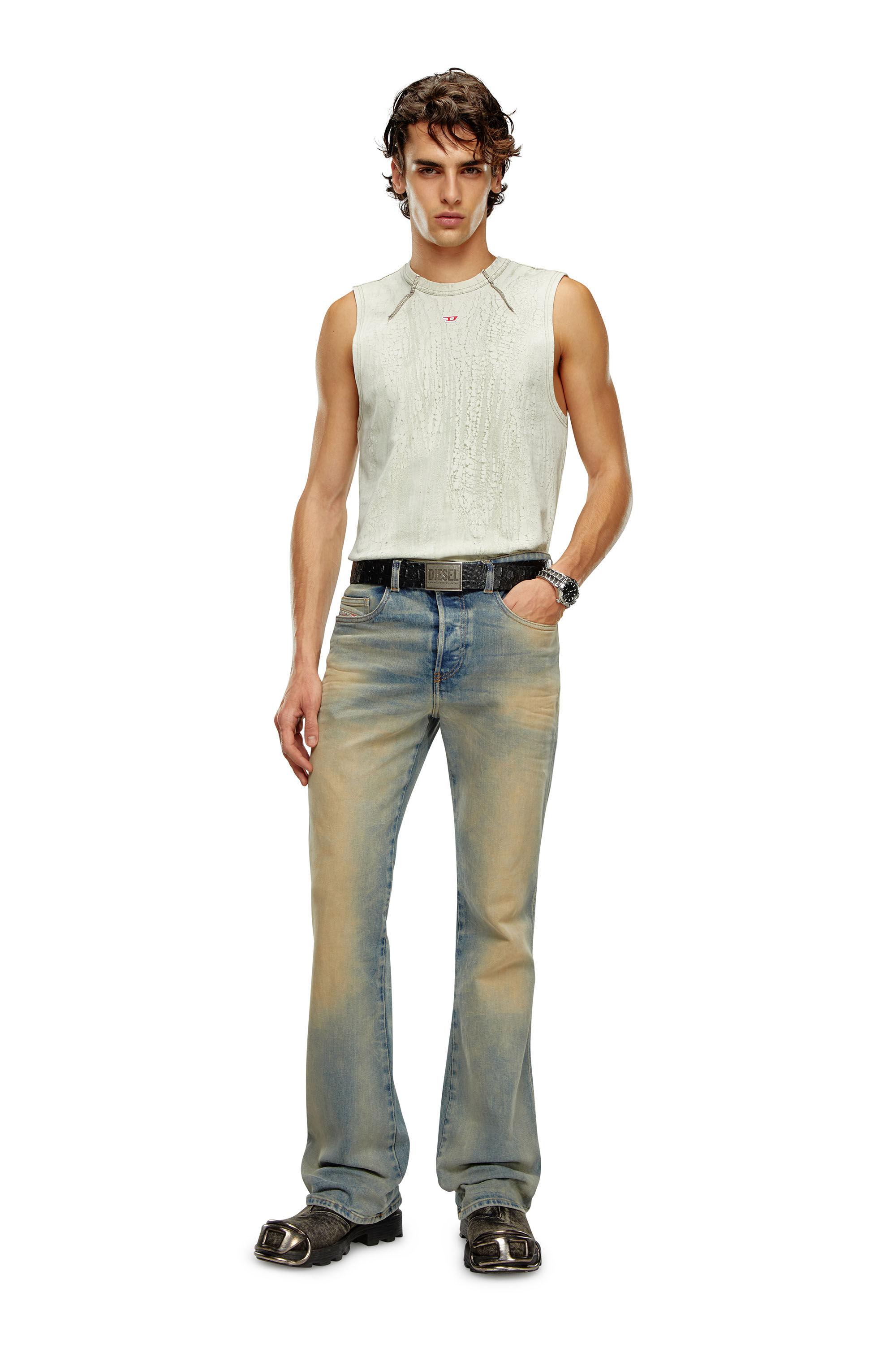 Men's Tank top in plaster effect jersey | White | Diesel