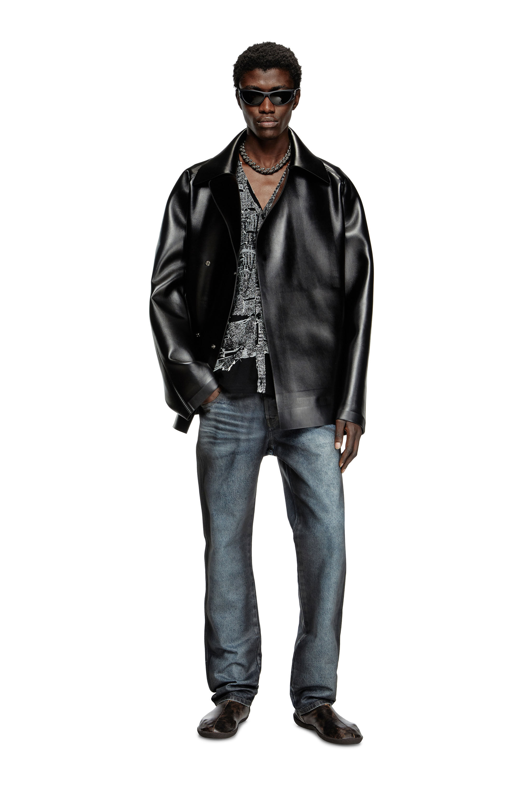 Diesel - J-MARKUS, Chaqueta de tejido neopreno de corte oversize Unisex in Negro - 1