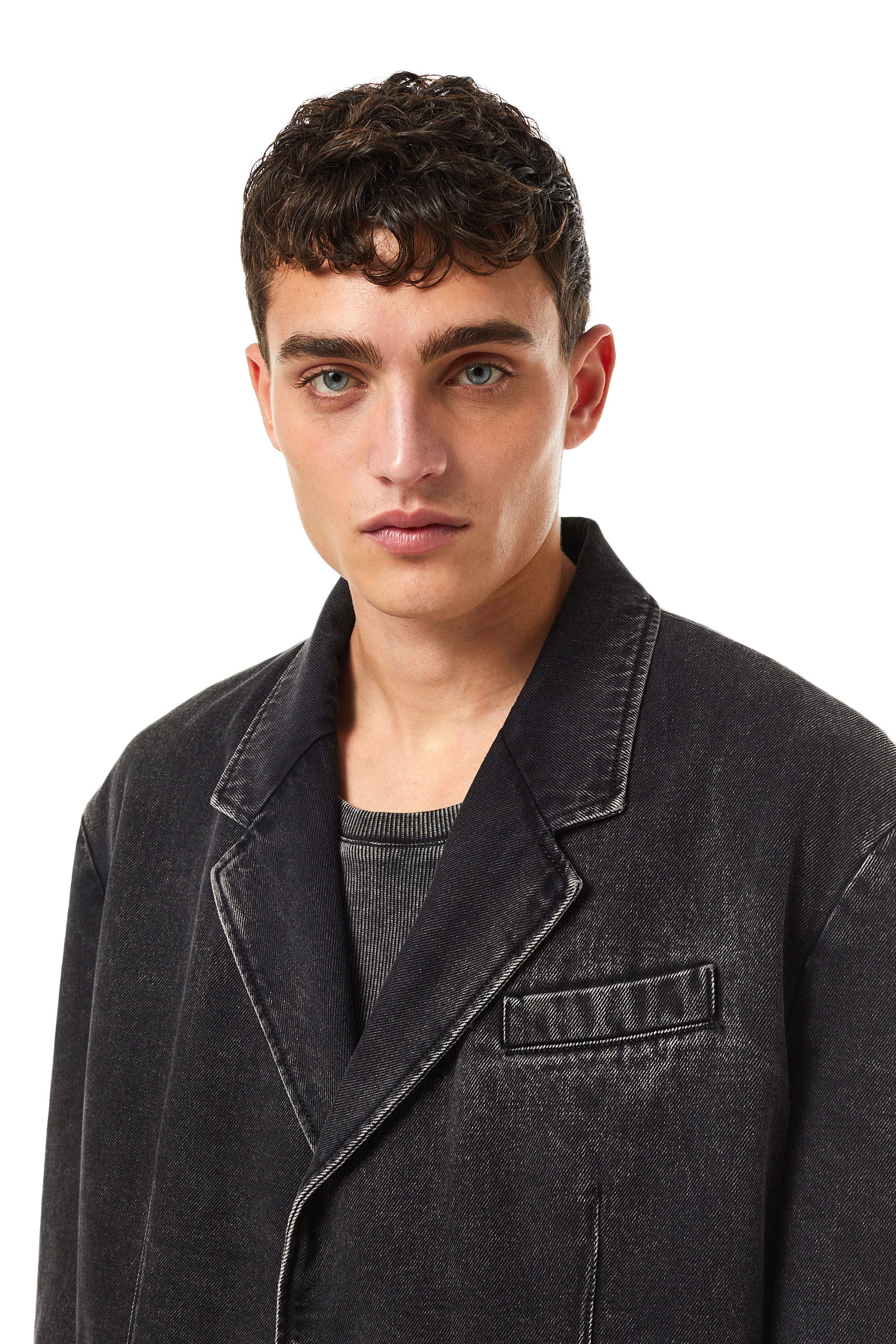 Women's Blazer in coated tailoring denim | Black | Diesel