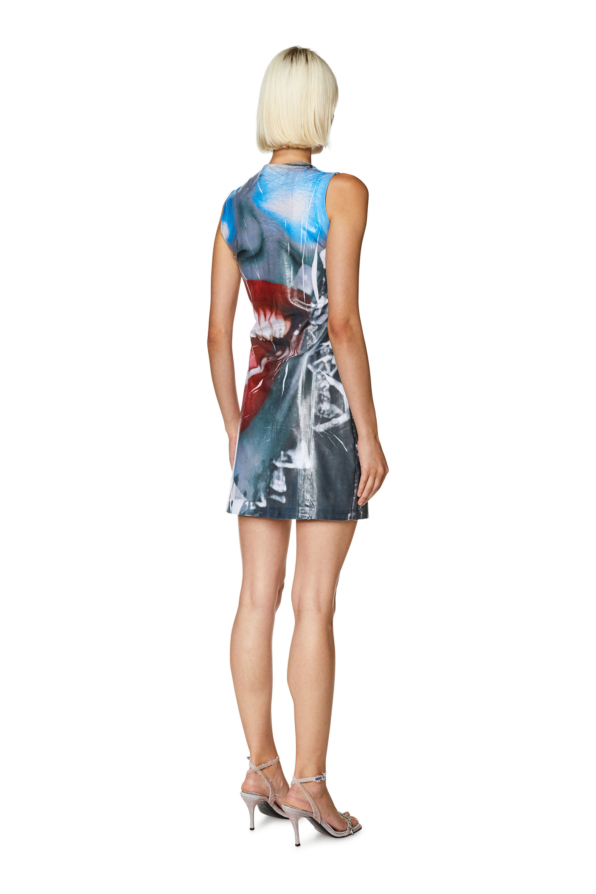 Women's Mini dress with close-up face print | Blue | Diesel