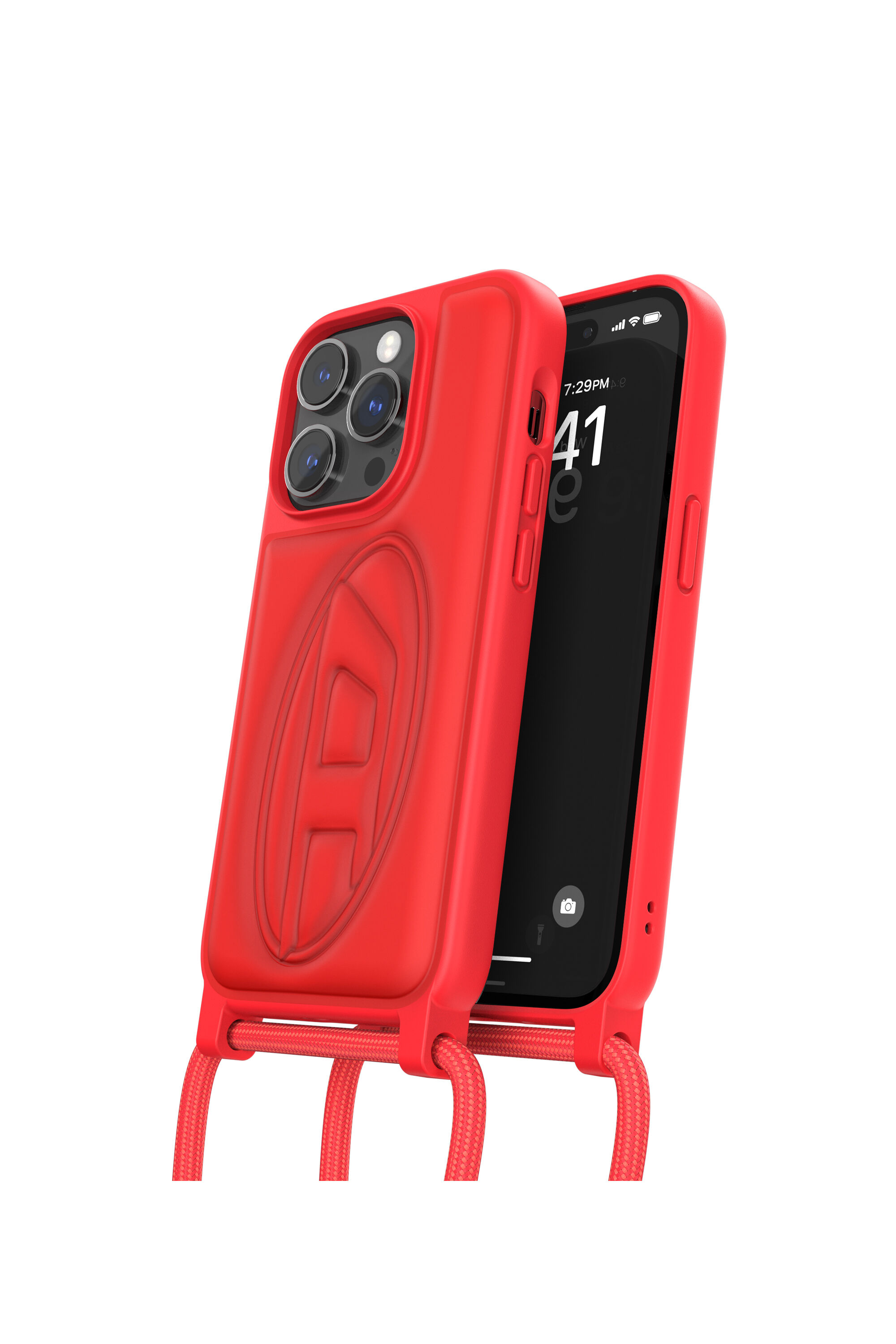 Men's Necklace case oval D for iPhone 14 Pro | Red | Diesel