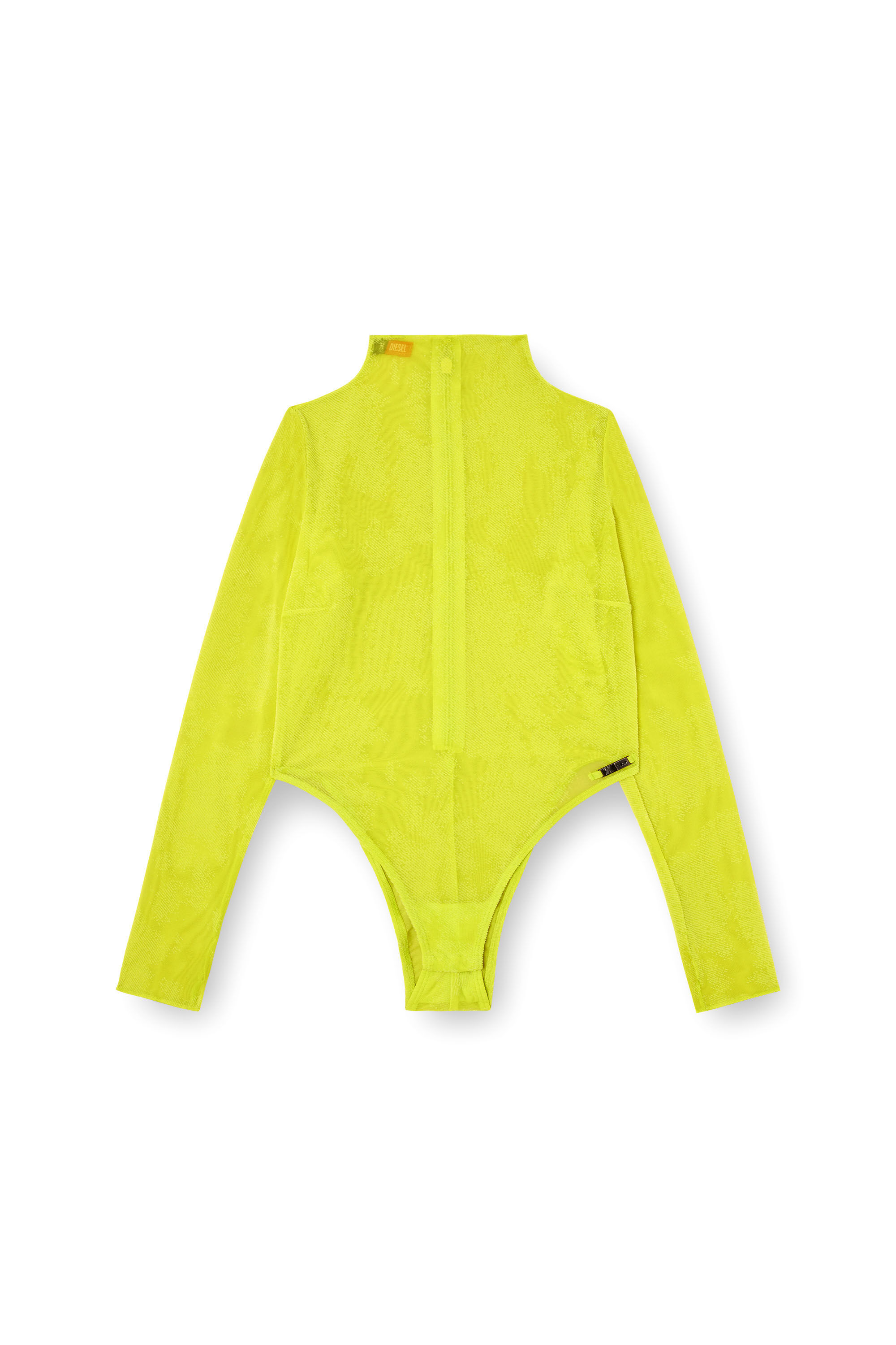 Diesel - LONG-SLEEVE-BODYSUIT, Body con cuello alto de malla en relieve Mujer in Verde - 4