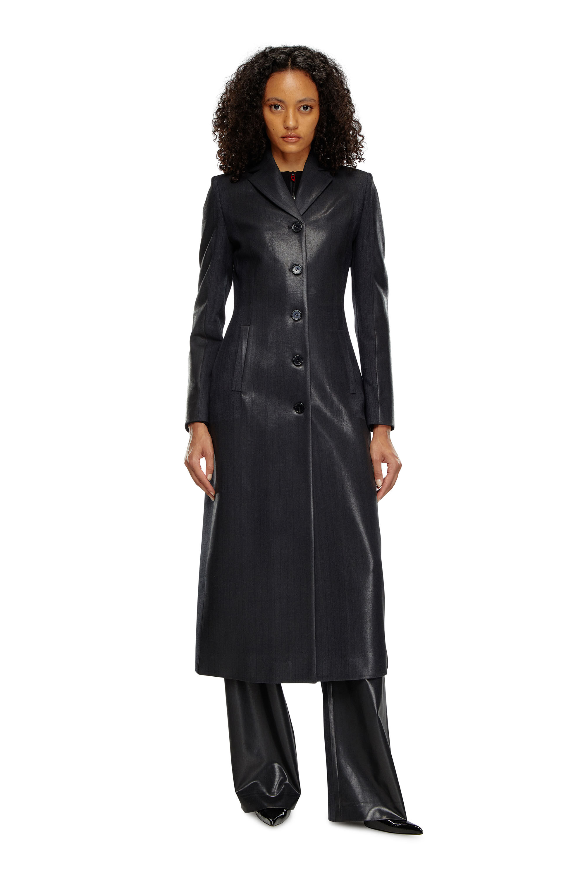 Diesel - G-LAMOUR, Chaqueta a rayas finas con parte delantera recubierta Mujer in Negro - 3