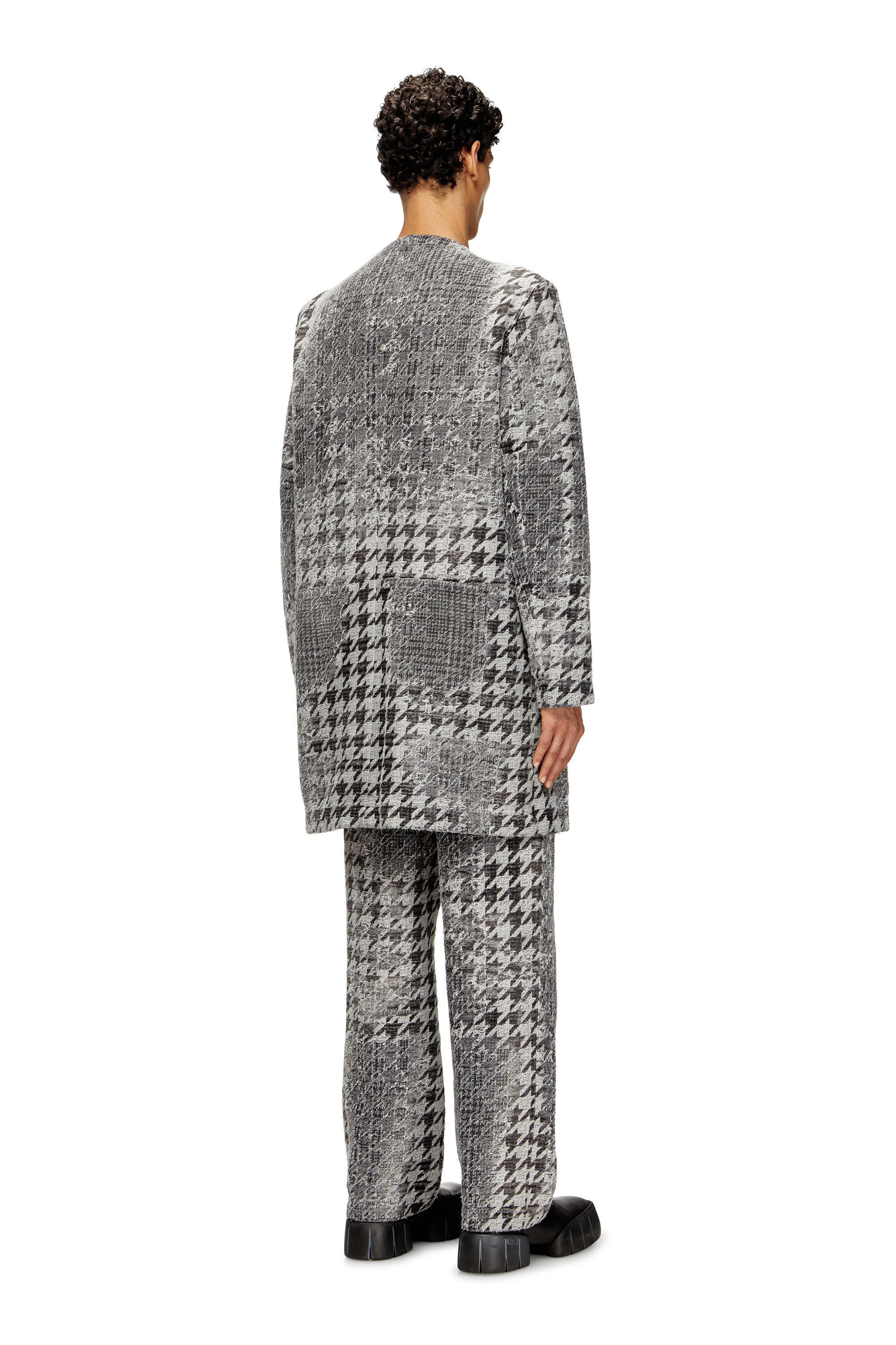 Diesel - D-LOT-FSH, Unisex's Coat in Prince of Wales jacquard denim in Black/Dark grey - 5