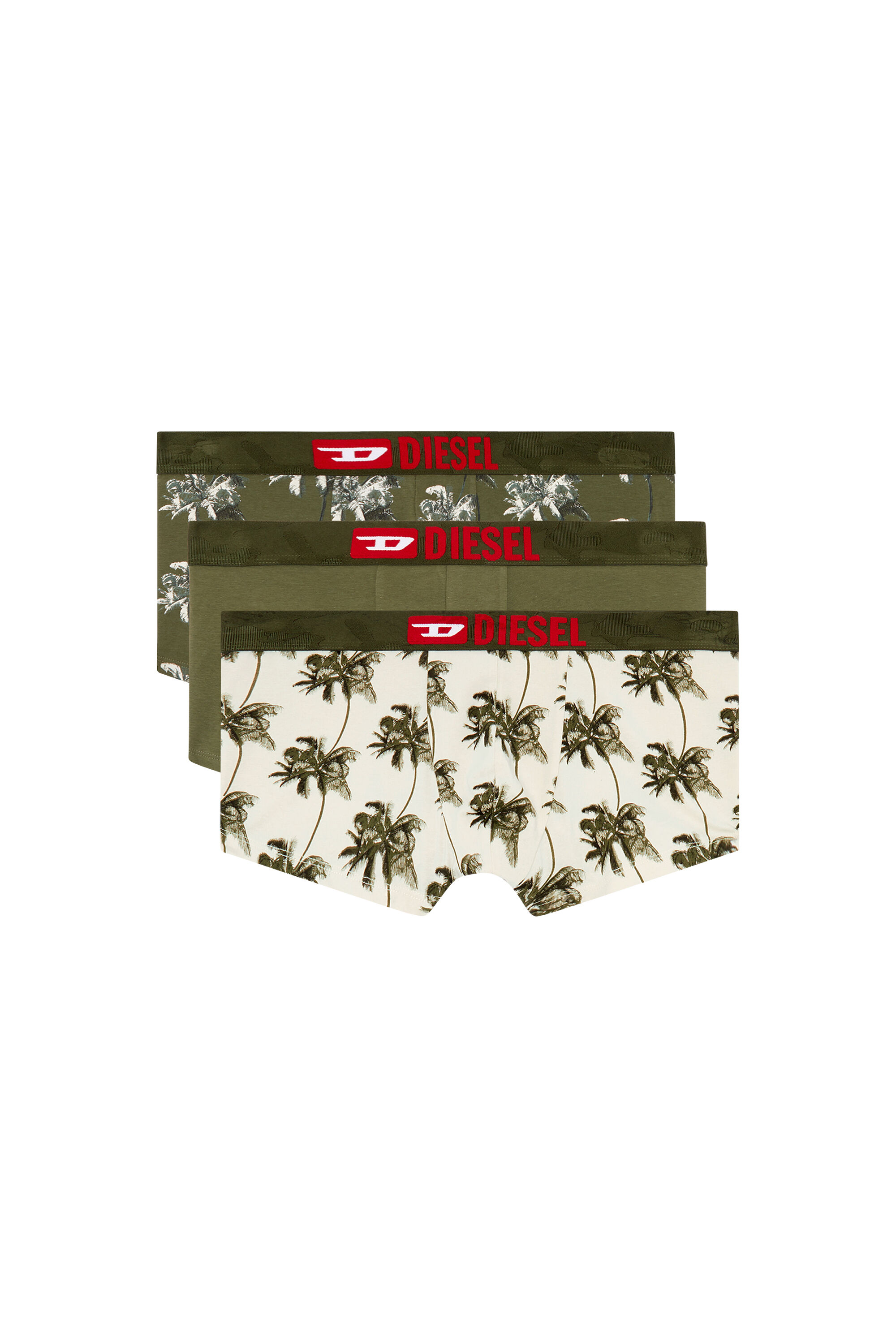 Diesel - UMBX-DAMIENTHREEPACK, Man's Three-pack palm-tree boxer briefs in Military Green - 4