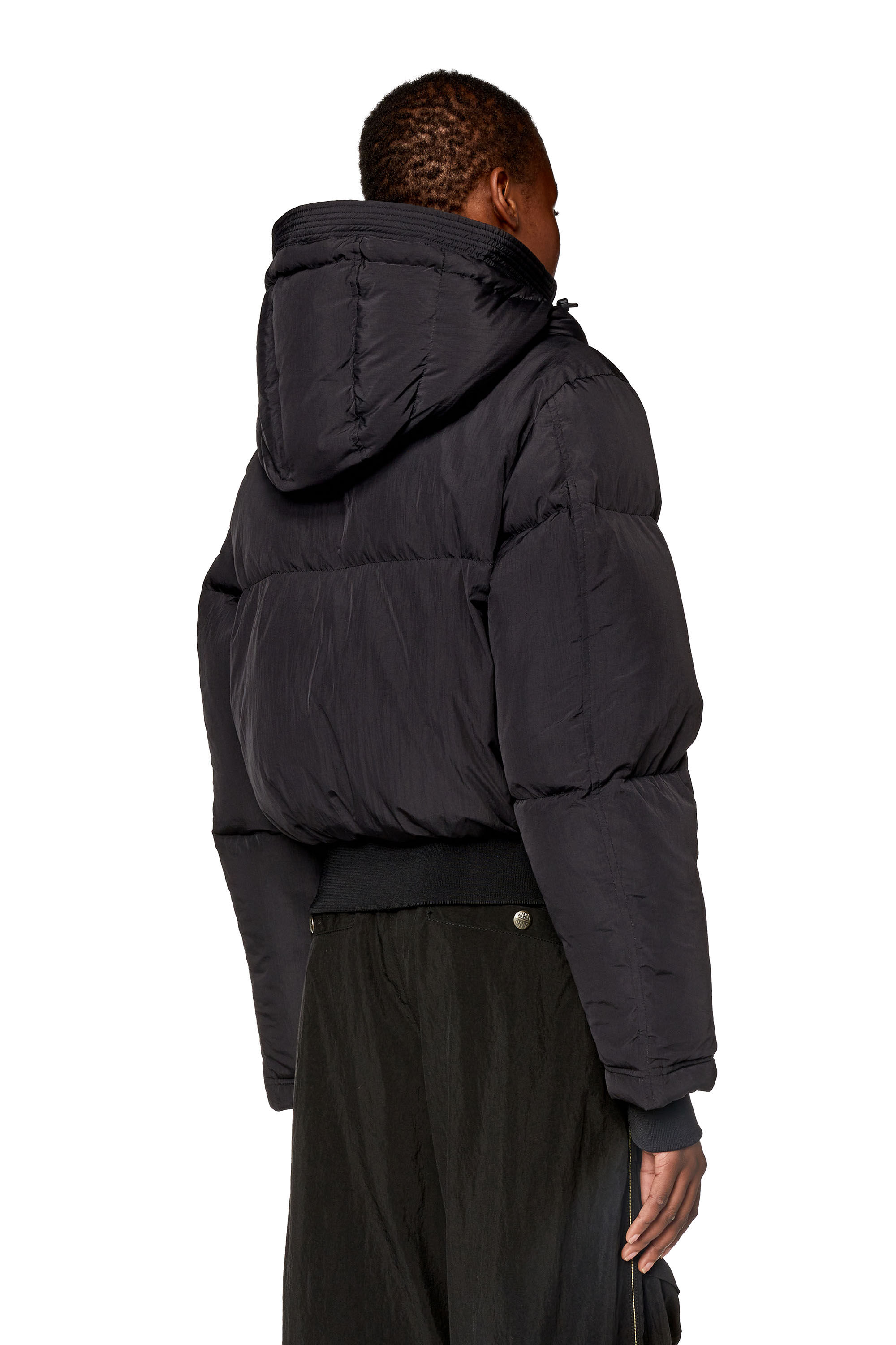 Women's Down jacket in recycled nylon taslan | Black | Diesel Women's Down jacket in recycled nylon taslan | Black | Diesel