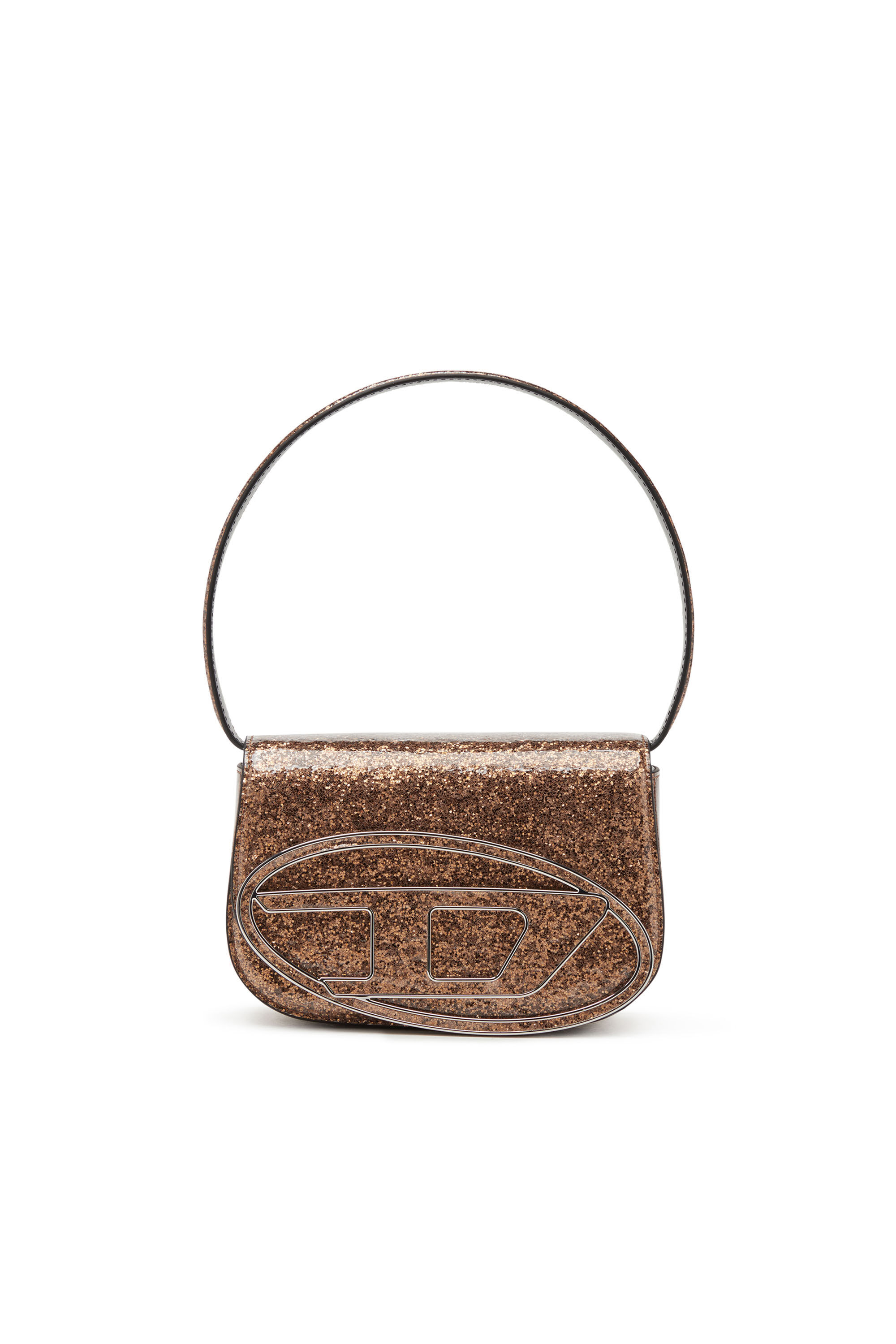 Women's 1DR-Iconic shoulder bag with macro glitter | Brown | Diesel