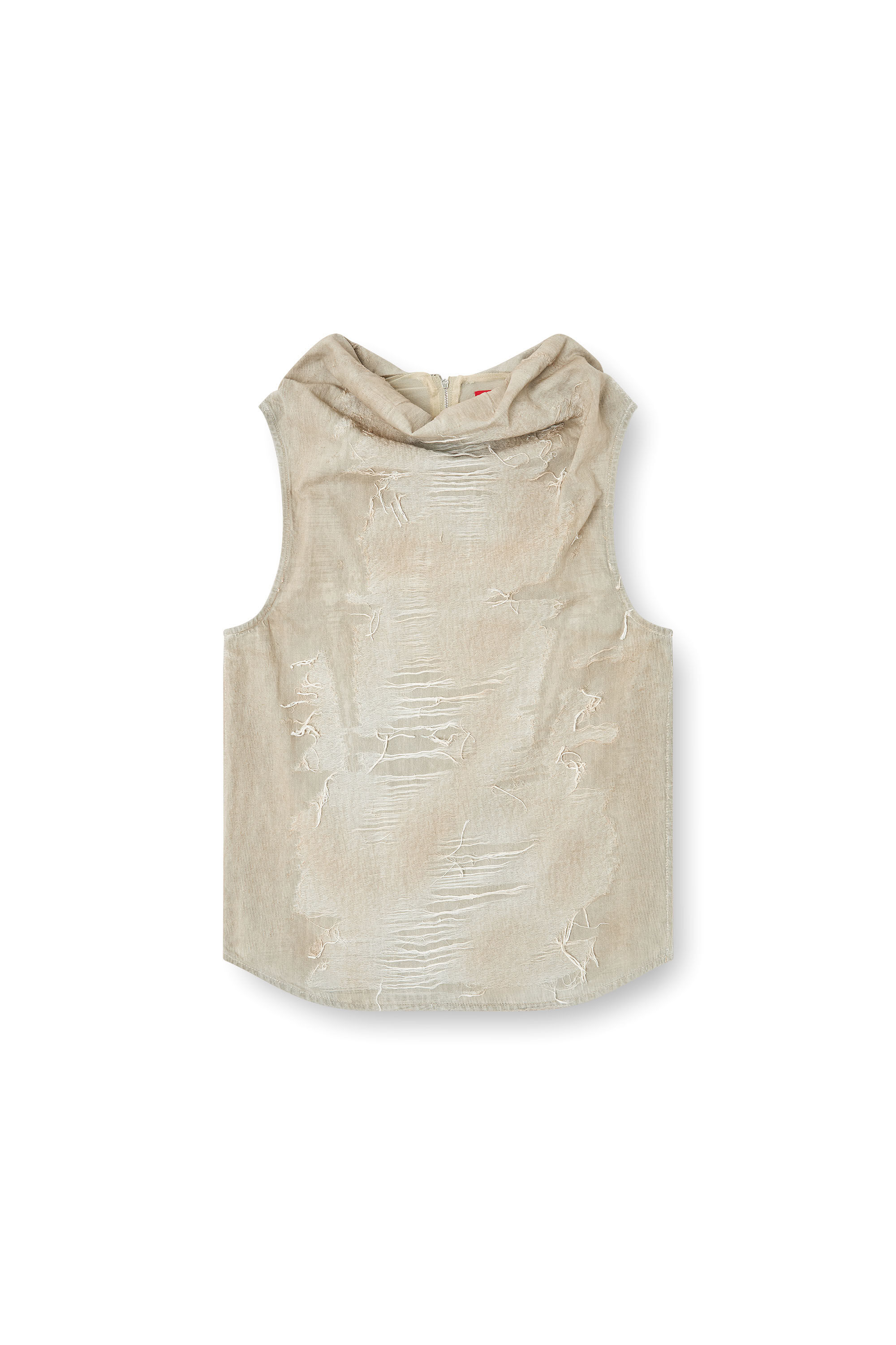 Diesel - D-TASTON-FSG, Camiseta sin mangas en tejido jacquard vaquero micro-destruido Hombre in Gris - 2