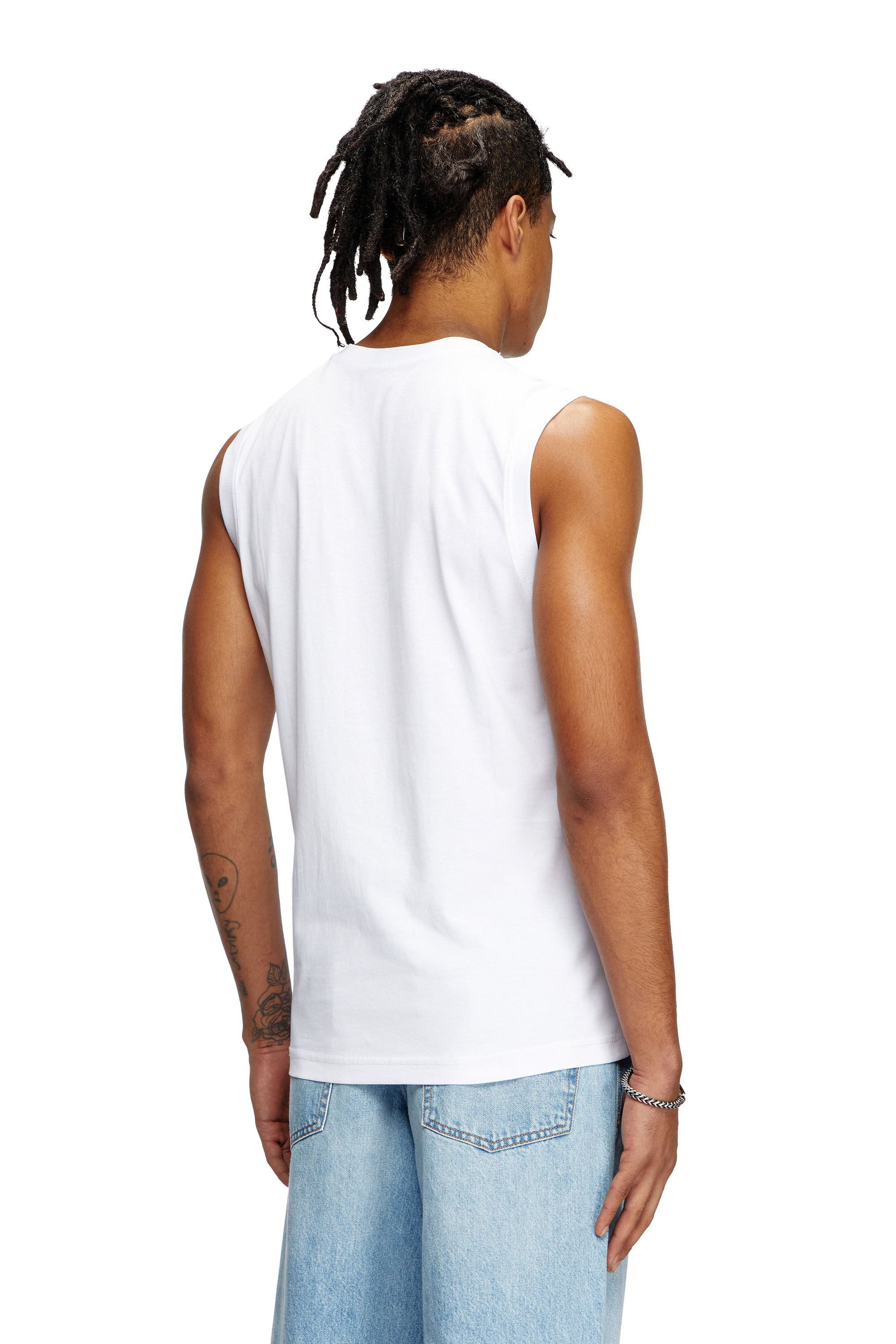 【タイムセール！】 with top Tank Men's chest Diesel | White | print logo トップス