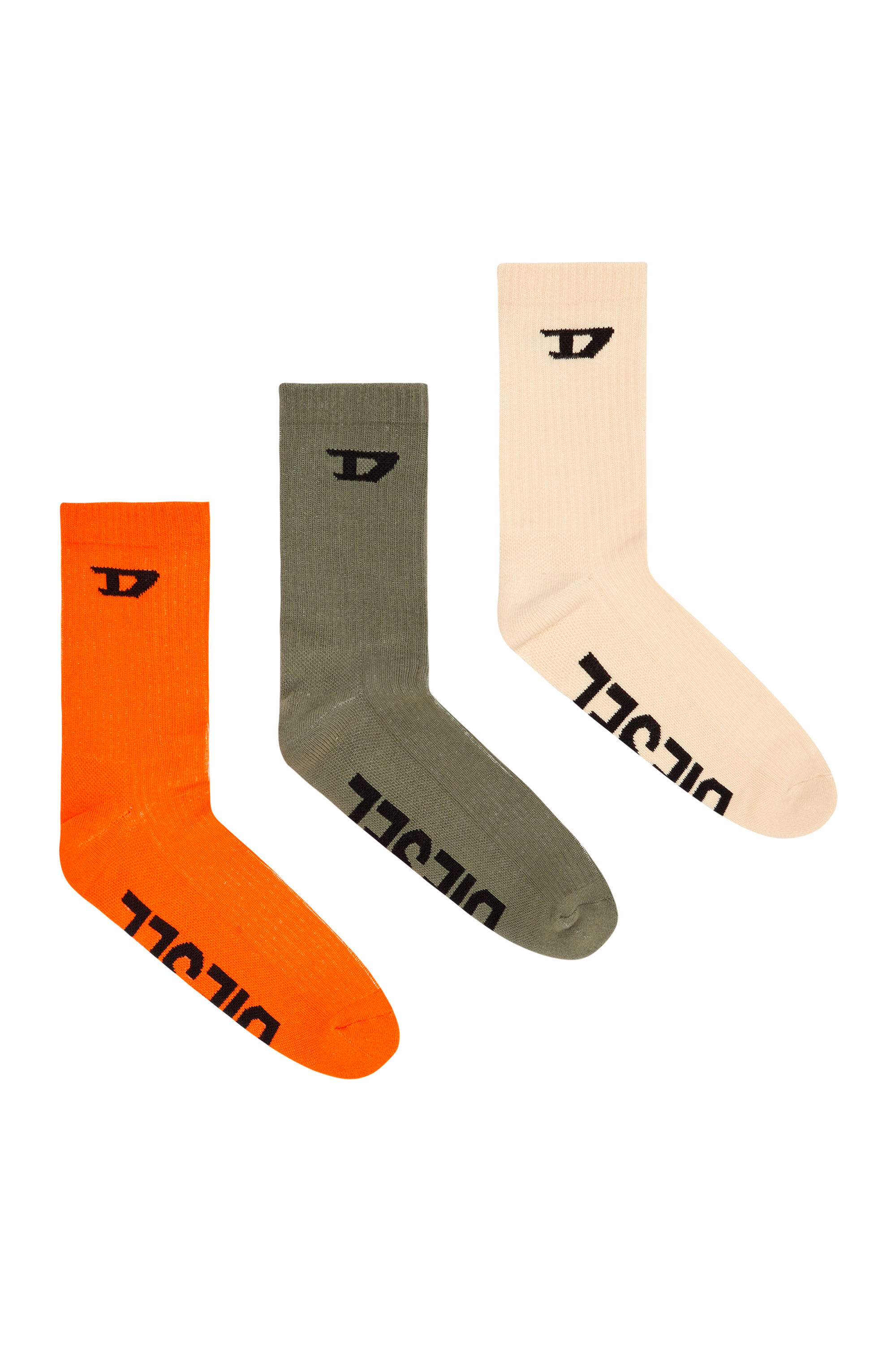 DIESEL | SKM-D-CREW-LIGHT-SOCKS 3PACK SOCKS BLACK 靴下 Men's 3-pack of ribbed socks with D logo | Multicolor | Diesel