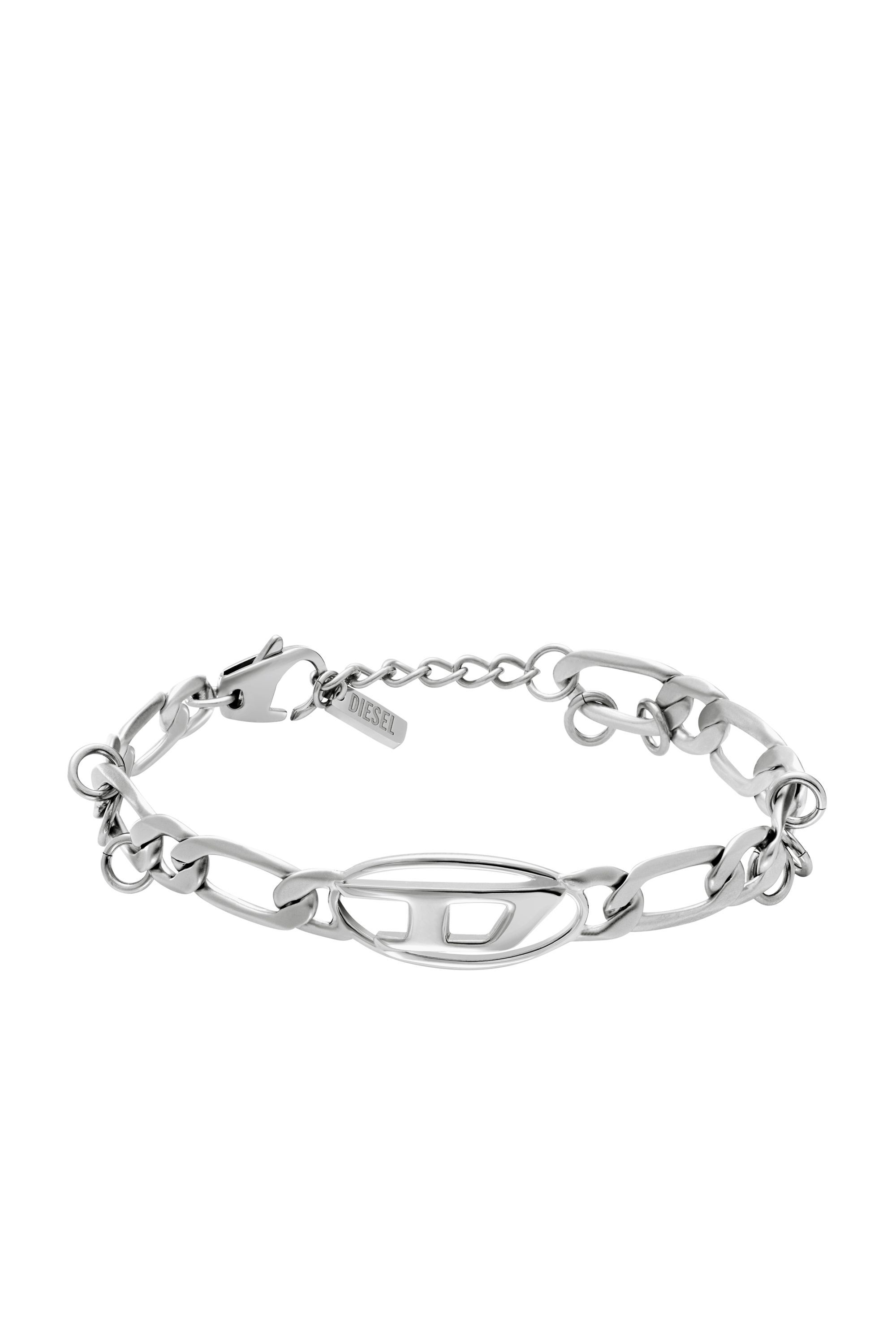 上品なスタイル Women's Stainless Steel and Brass Chain Bracelet | Silver アクセサリー