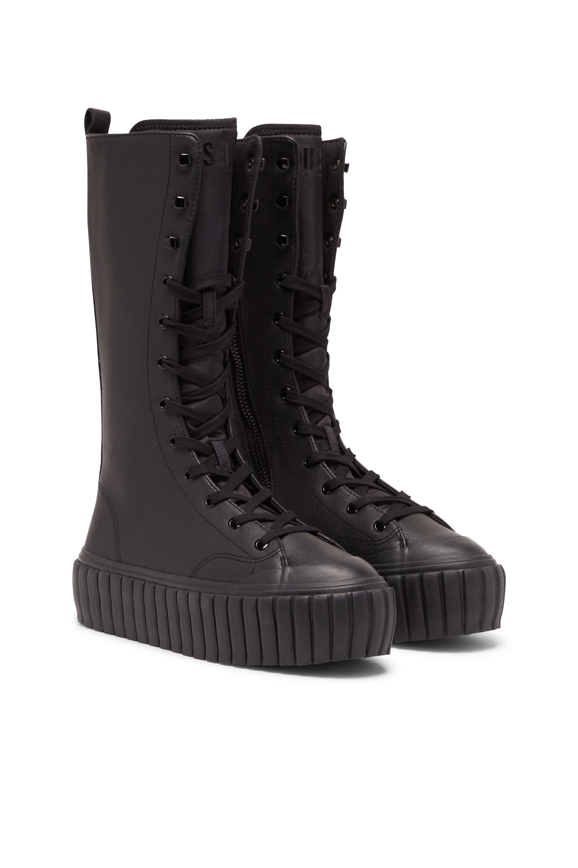 Diesel - S-HANAMI BT W, Woman's S-Hanami BT W - Leather lace-up boots with flatform sole in Black - 2