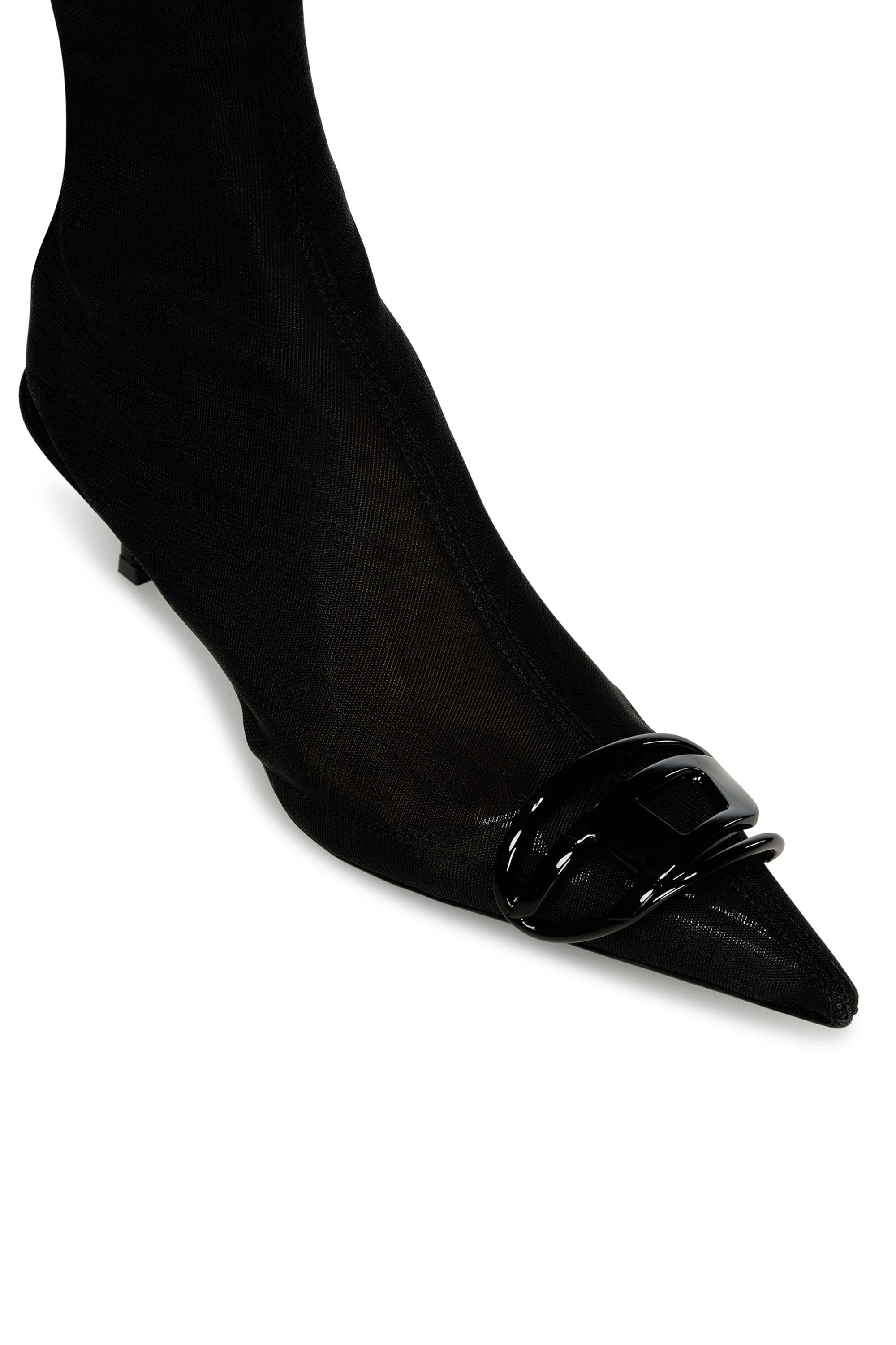 【関税込み】Diesel ブラック D-Venus Kittie Bt ブーツ Women's D-Venus-Stretch-mesh ankle boots with kitten heel