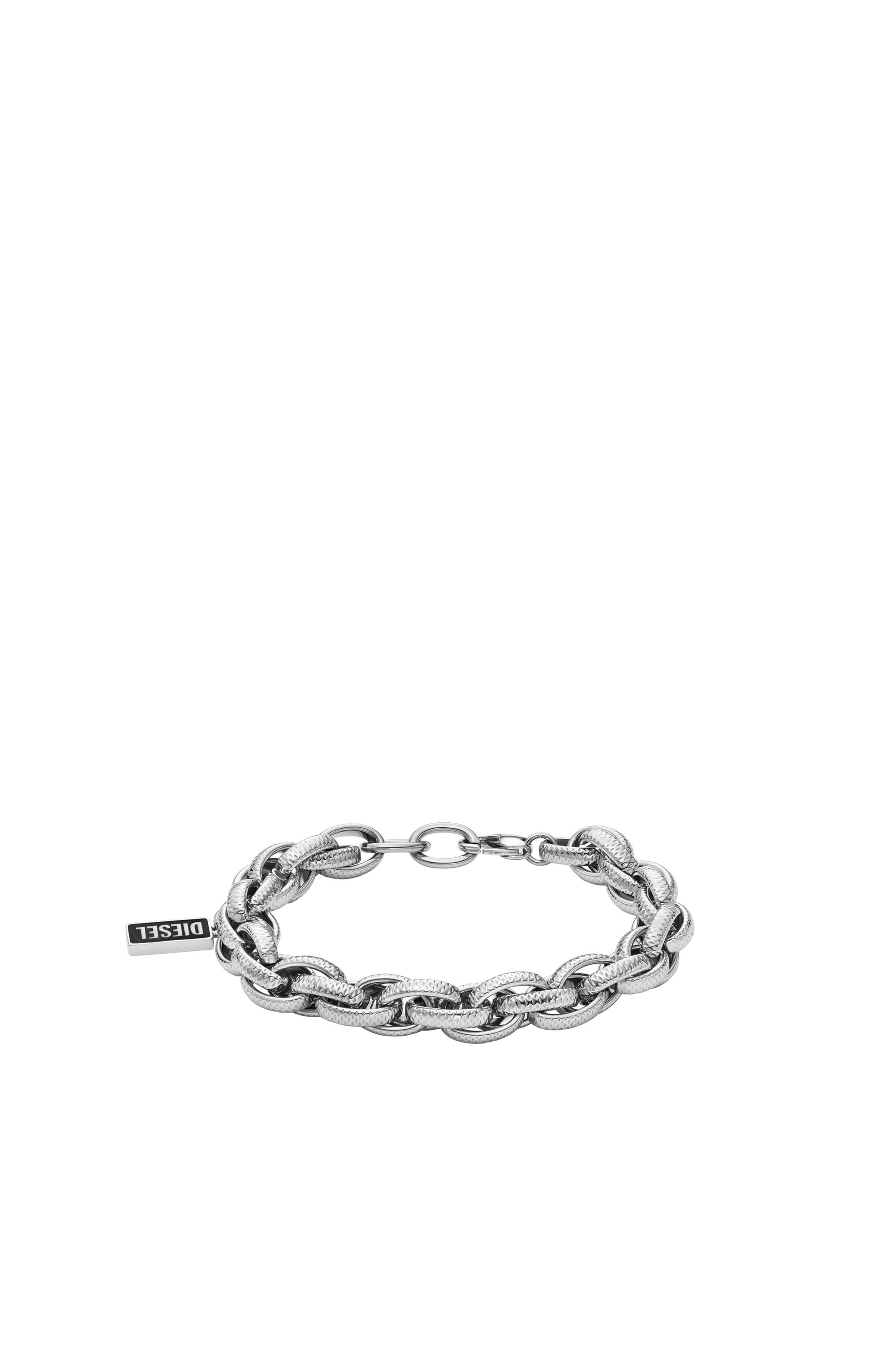 人気★DIESEL Dx1514 ステンレススチール製チェーンブレスレット Women's Black agate chain bracelet | Silver | Diesel