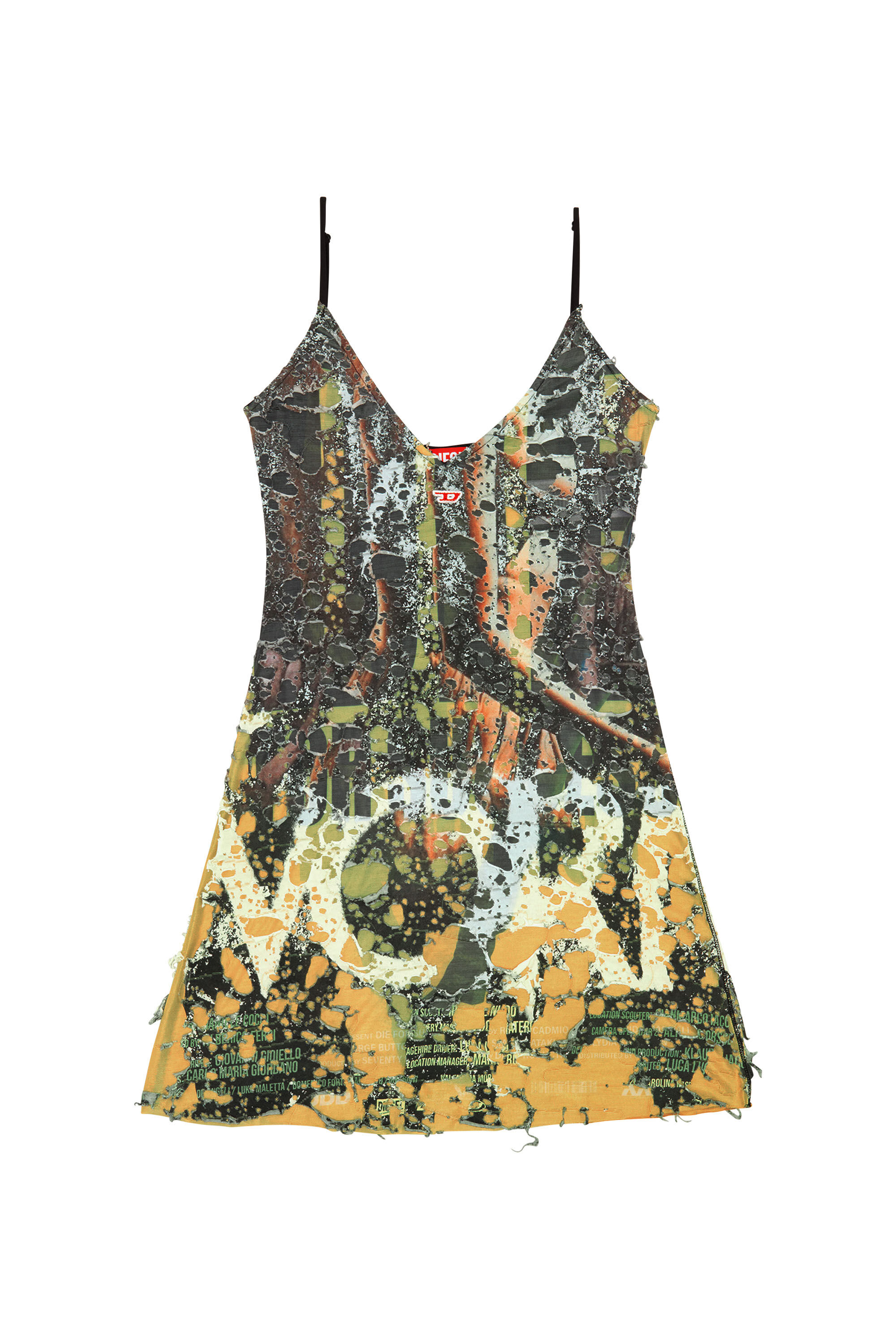 Women's Short destroyed dress with poster print | Multicolor | Diesel