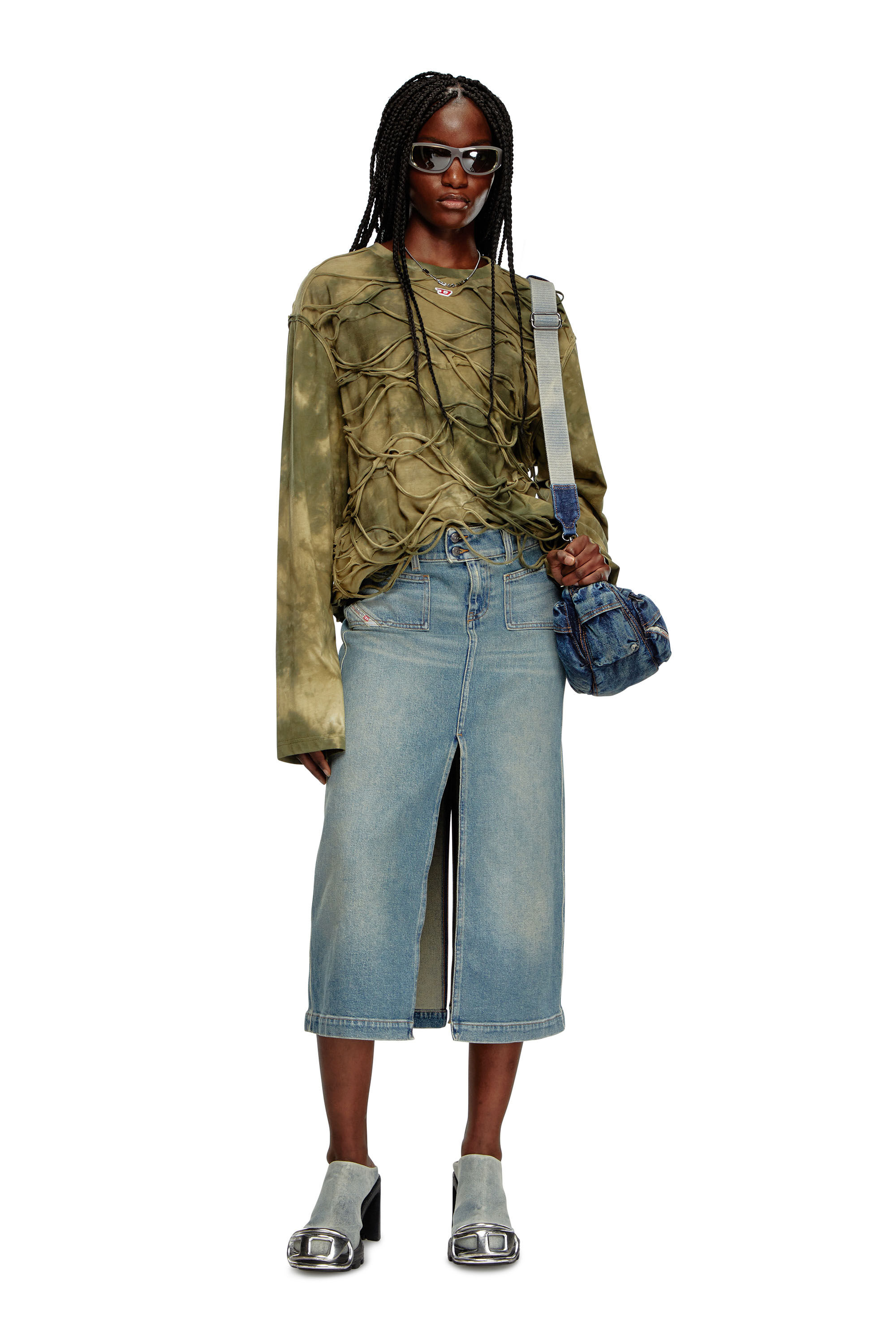 Women's Midi skirt in denim | Blue | Diesel Women's Midi skirt in denim | Blue | Diesel