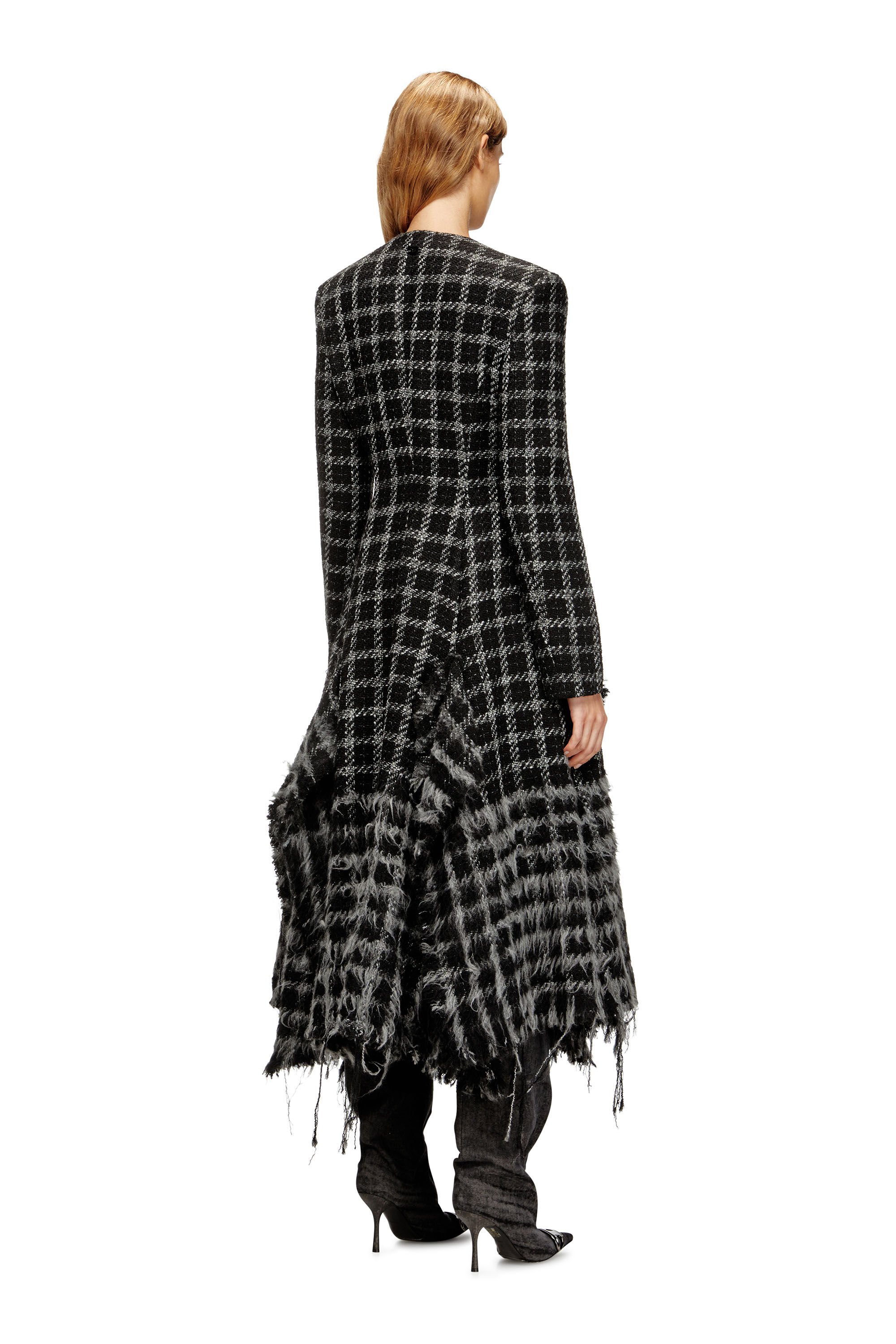 Diesel - G-ABRIE, Abrigo de bouclé con dobladillo deshilachado Mujer in Negro - 5
