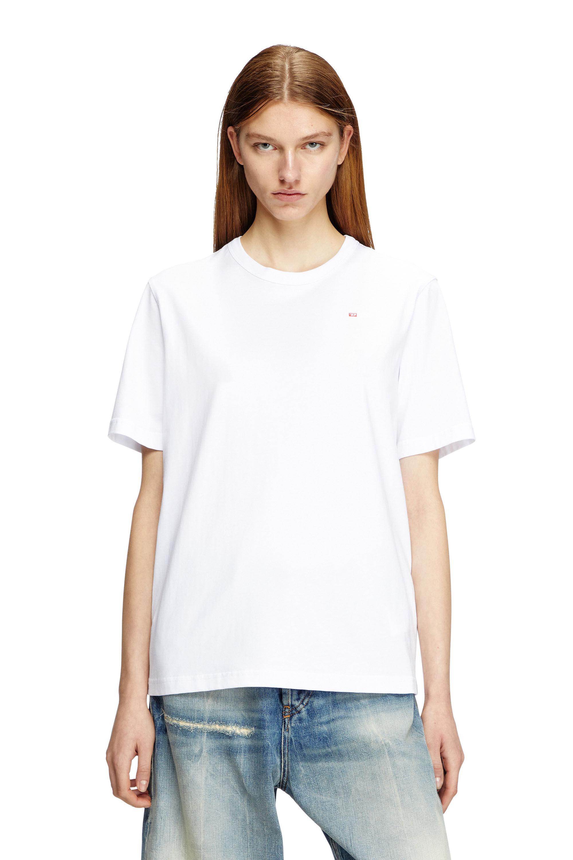 Diesel - T-ADJUST-MICRODIV, Camiseta con logotipo pequeño bordado Unisex in Blanco - 5
