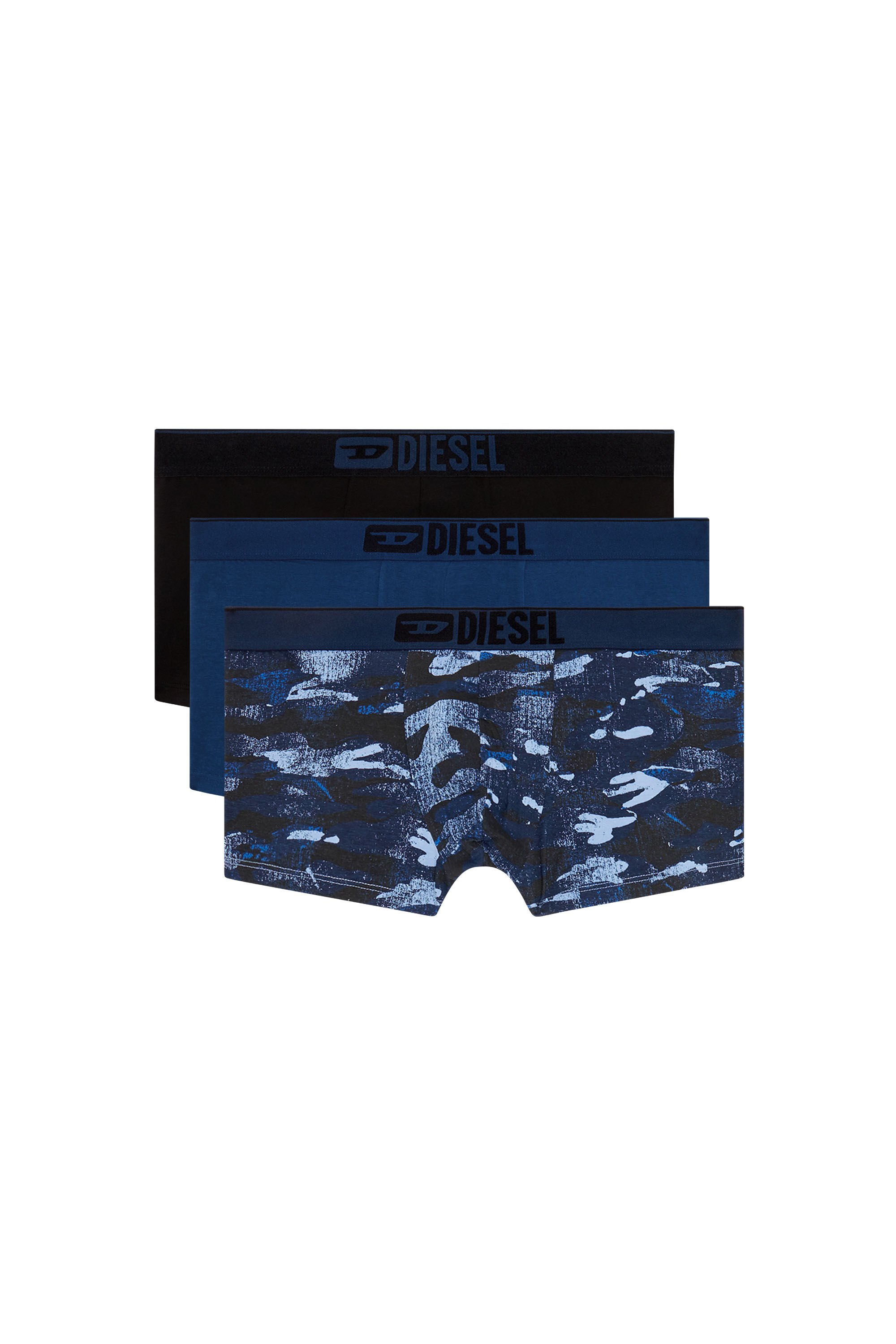 Diesel - UMBX-DAMIENTHREEPACK, Man's 3-pack boxer briefs plain and camo in Blue/Black - 4