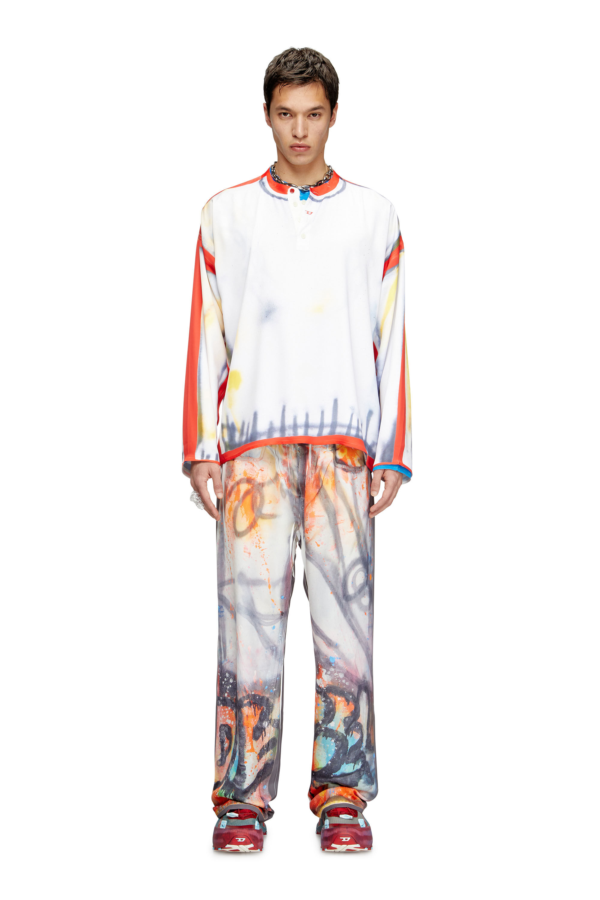 Women's Henley top with graffiti print | Multicolor | Diesel
