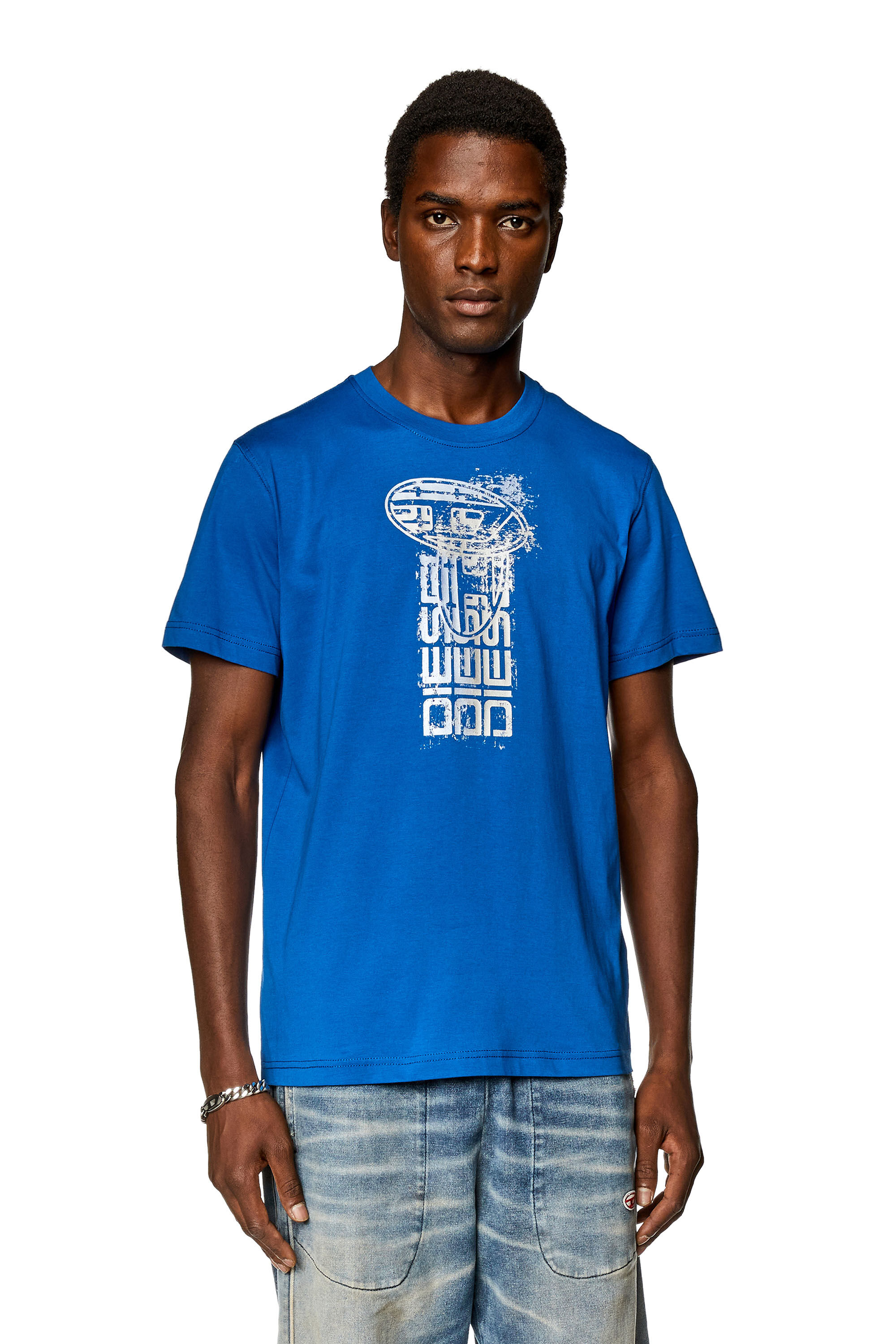 送料込★DIESEL★半袖Tシャツ Diegor K68 Tシャツ Men's T-shirt with metallic logos | Blue | Diesel