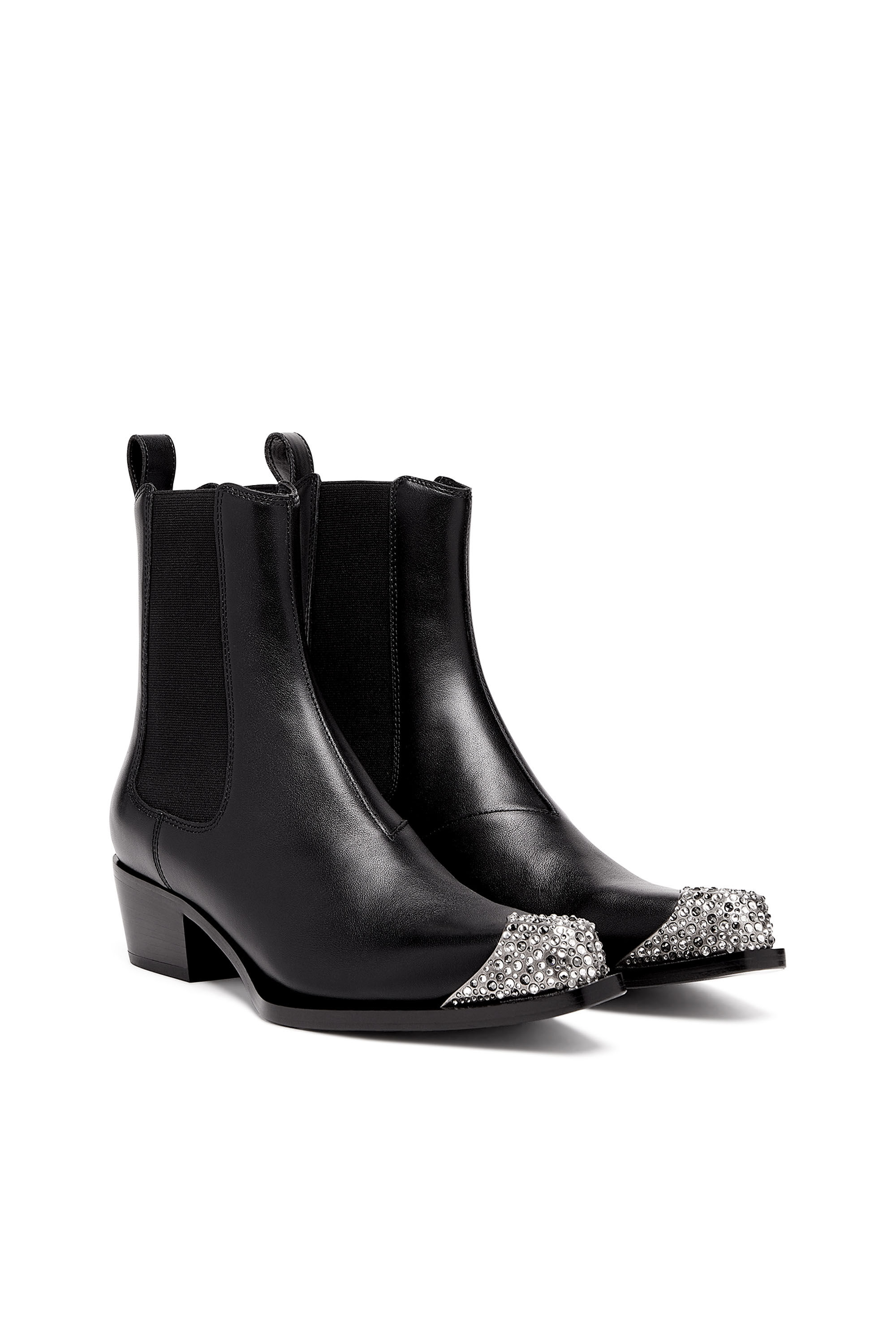 Diesel - D-CALAMITY AB, D-Calamity AB - Botas de piel con puntera de cristales Mujer in Negro - 2