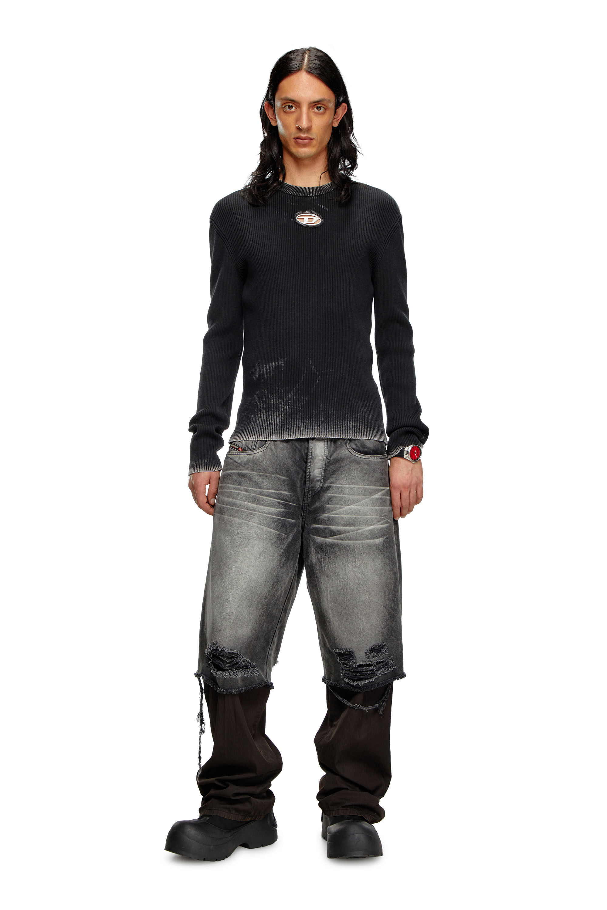 Men's Cut-out jumper with Oval D | Black | Diesel