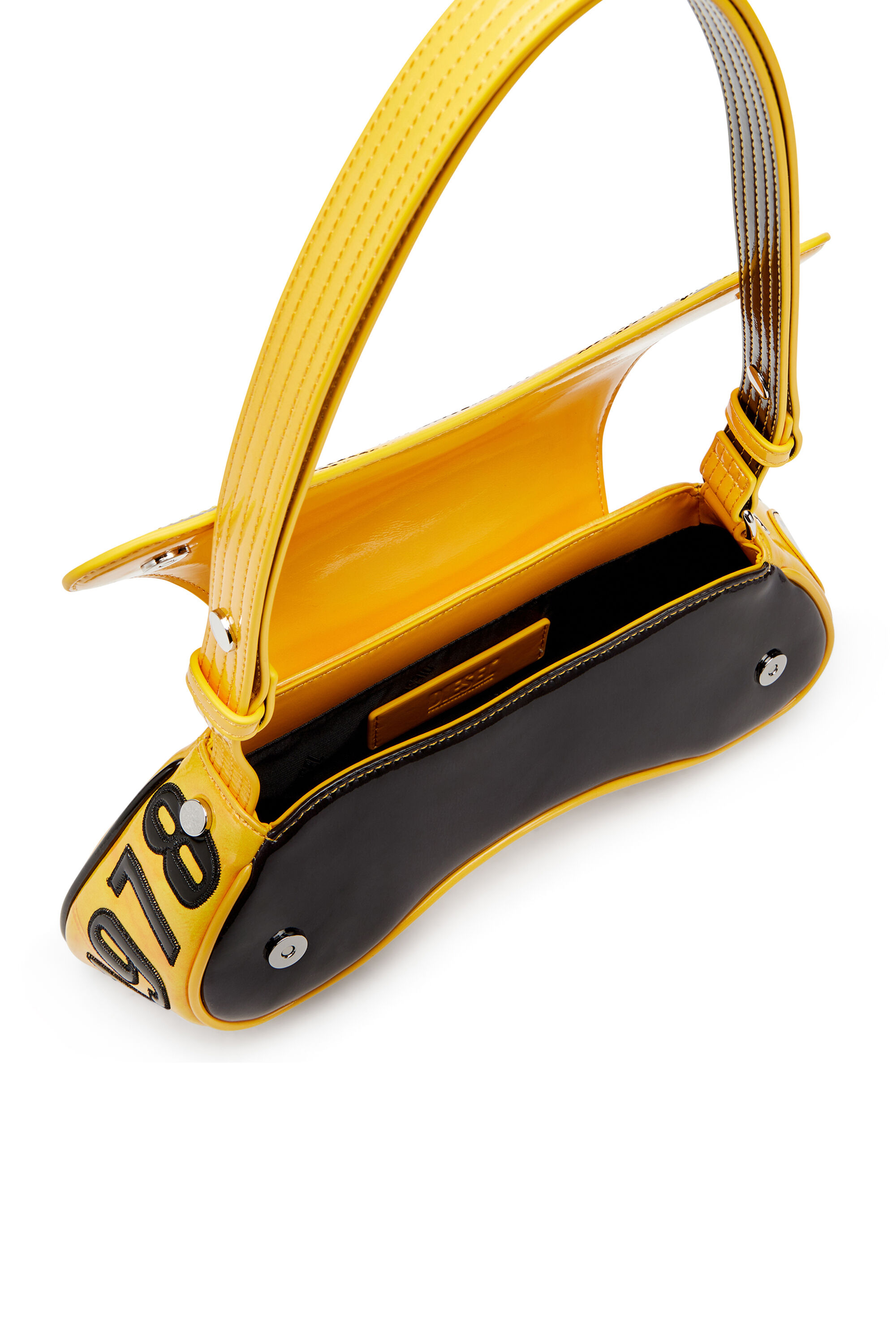 Diesel - PLAY CROSSBODY, Woman's Play-Glossy crossbody bag with biker details in Yellow - 2