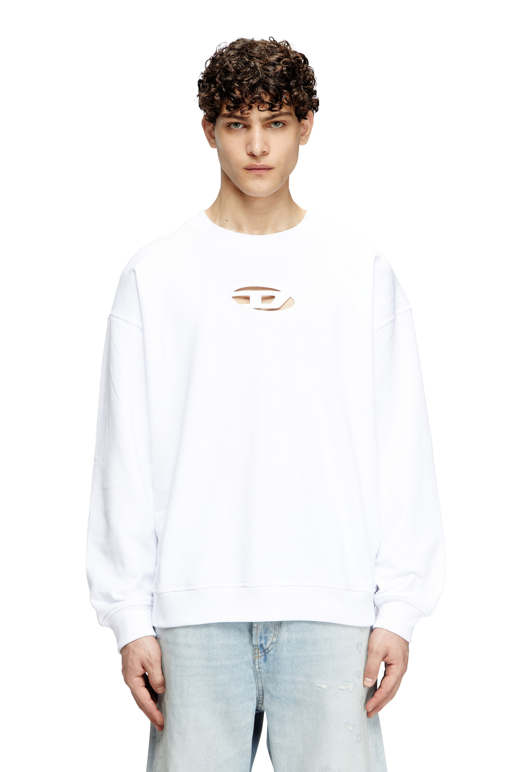 Diesel - S-BOXT-OD, Sudadera con logotipo Oval D recortado Hombre in Blanco - 3