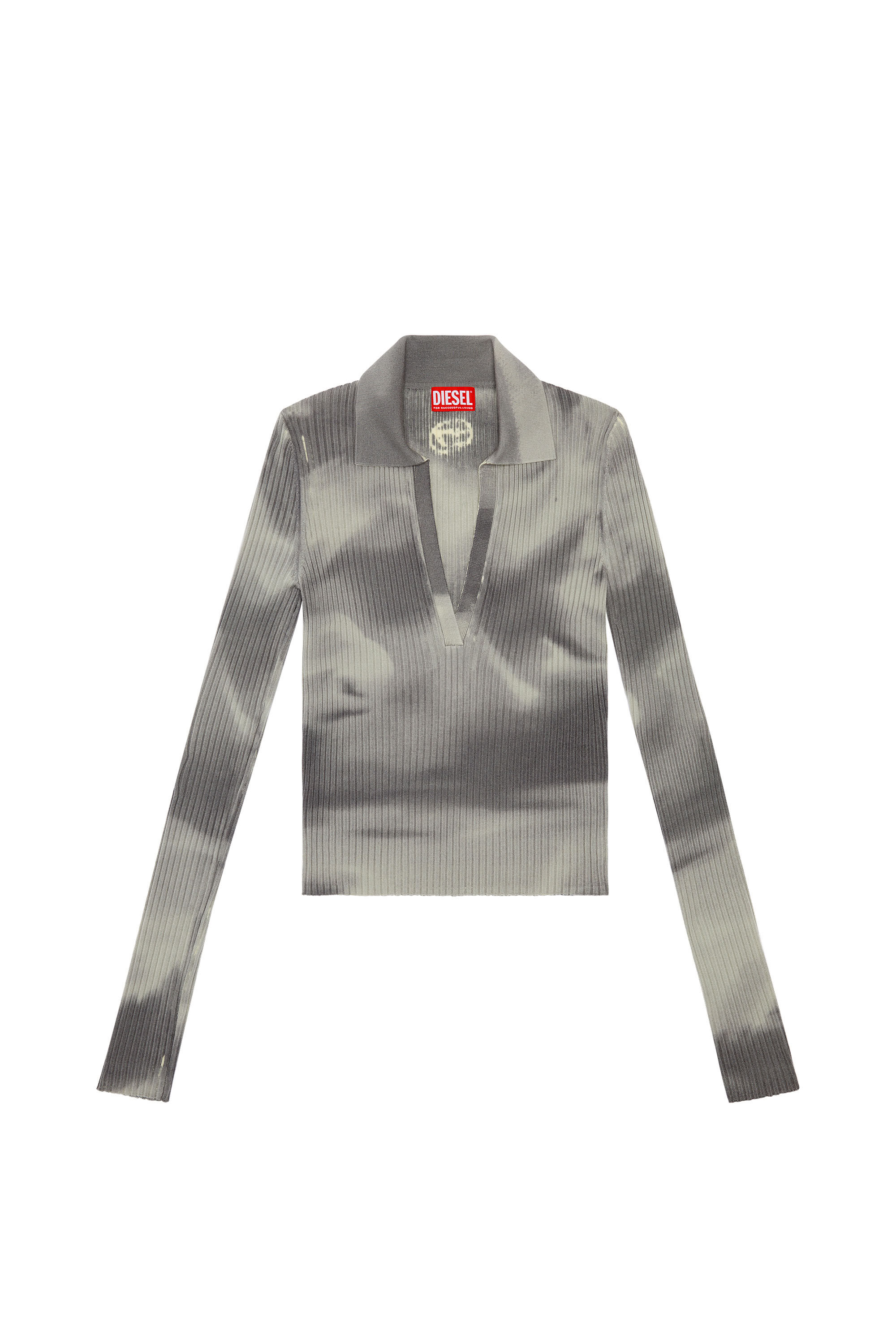 DIESEL◆トップス/S/ウール/GRY/OTHAJ/M-BRIANA// Women's Wool-knit polo top with camo print | Grey | Diesel