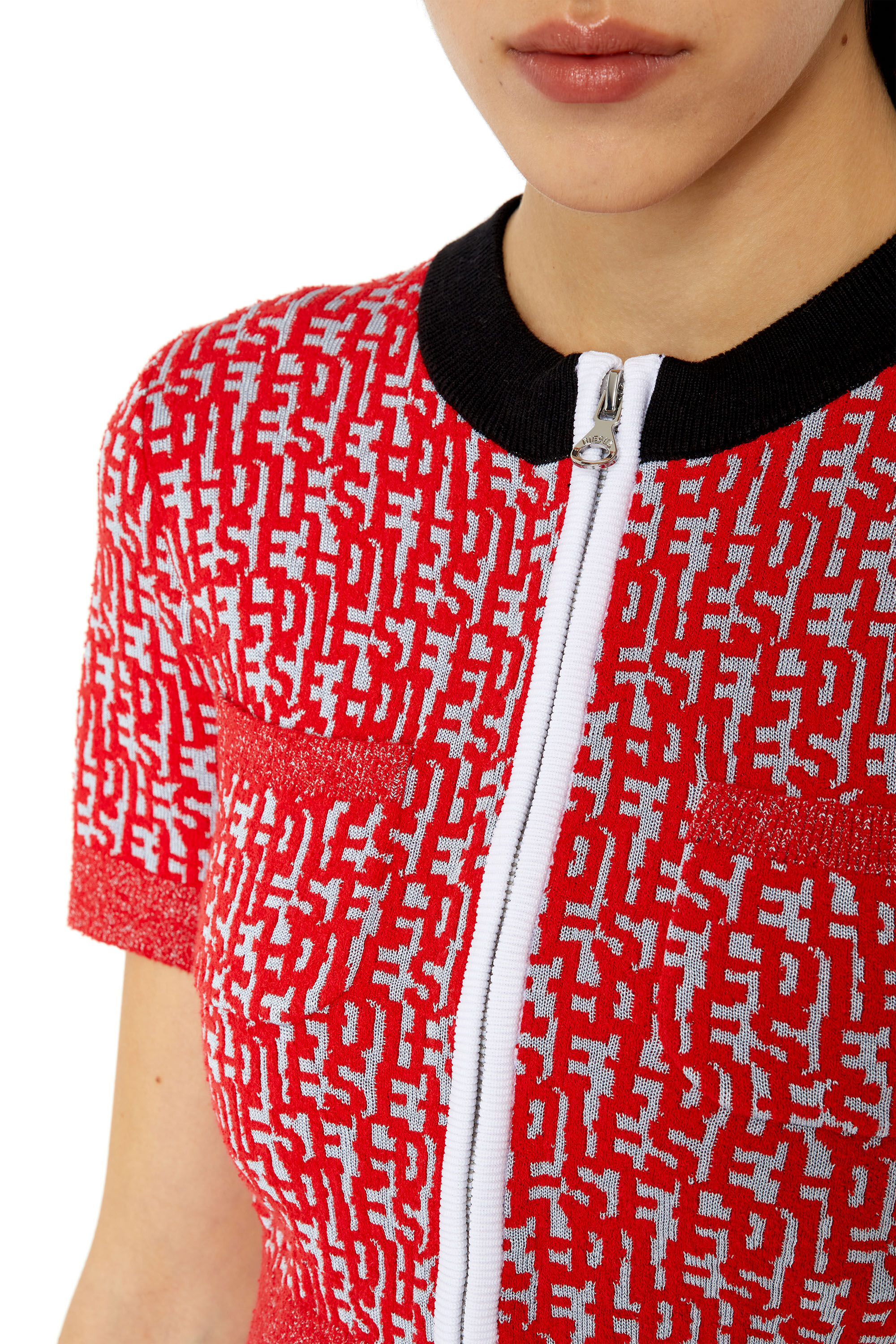 Diesel - M-ATHILDE, Minicárdigan con monogram de punto bouclé Mujer in Multicolor - 5
