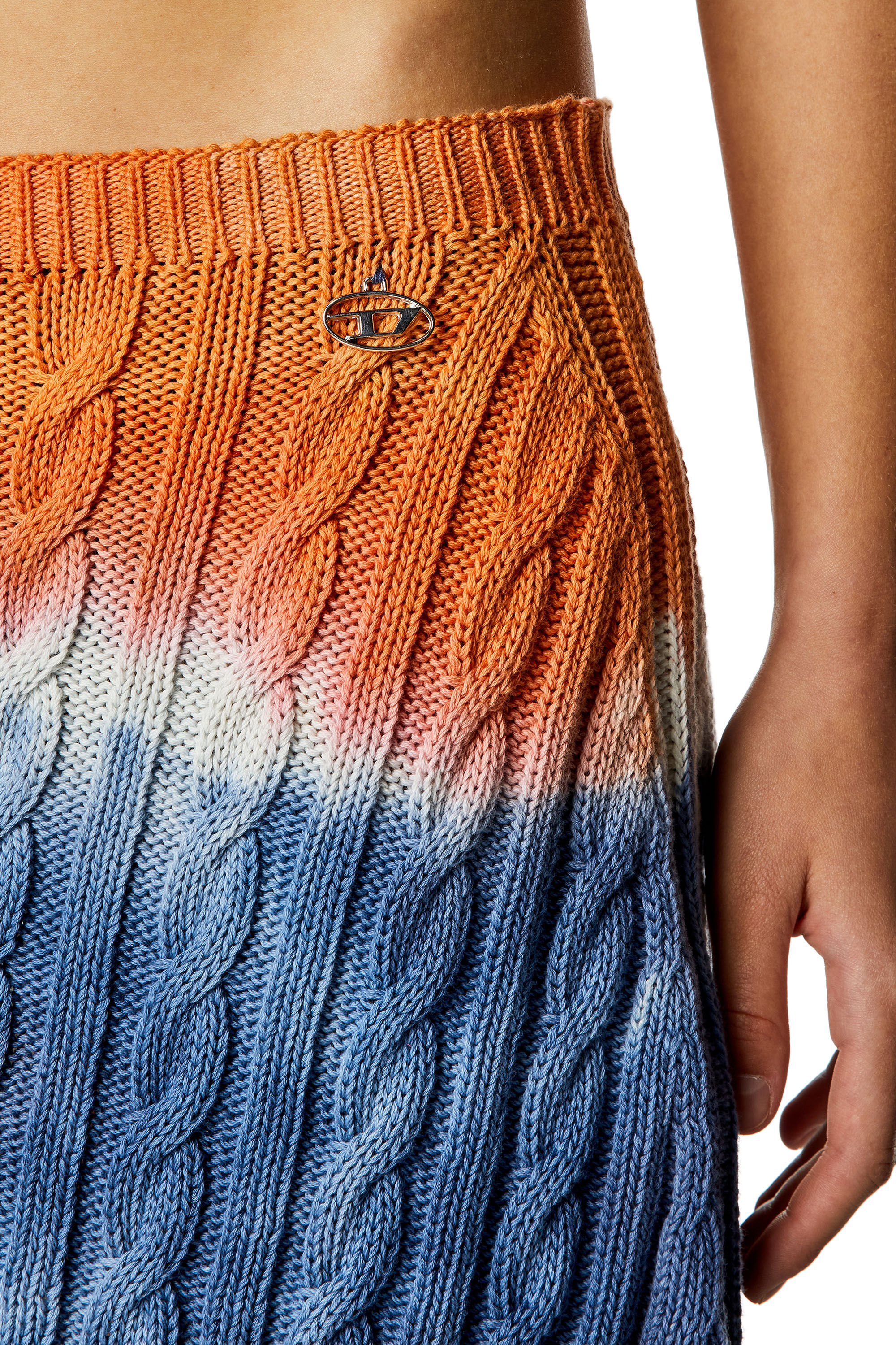 【COLOR iN ID】Ir unbalanced string skirt Women's Tie-dye mini skirt in cable-knit cotton | Multicolor