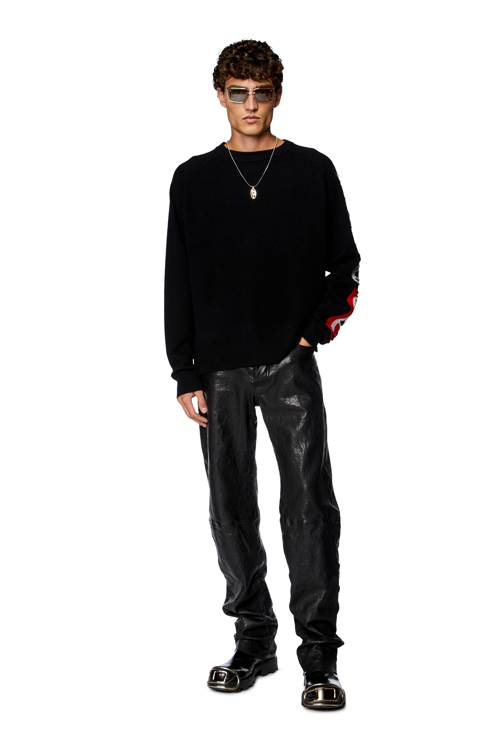 DIESEL ニット K-SARIA KNITWEAR Men's Wool sweater with cut-up logo | Black | Diesel