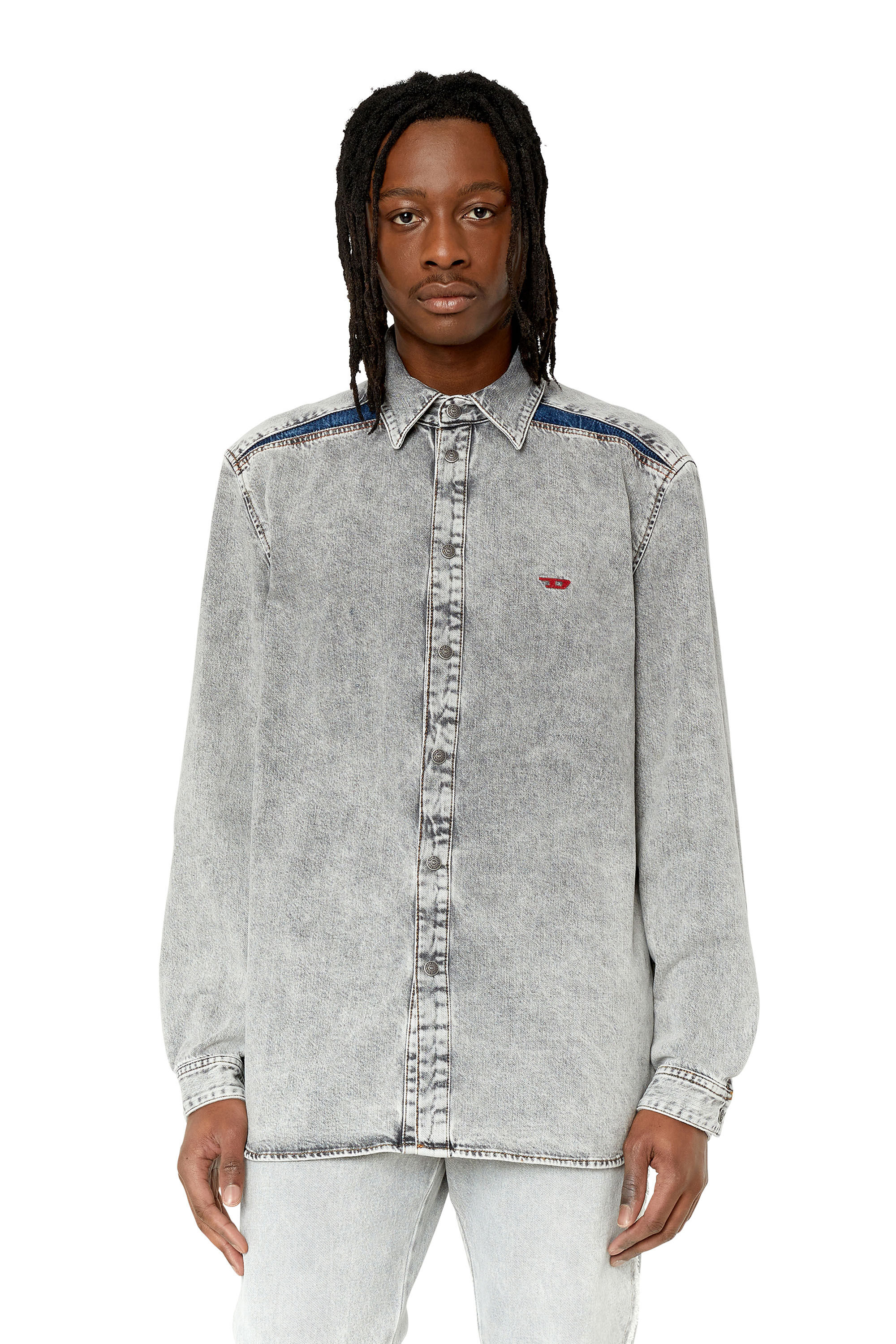 D-SIMPLY-RS Man: Denim shirt with contrast inserts | Diesel